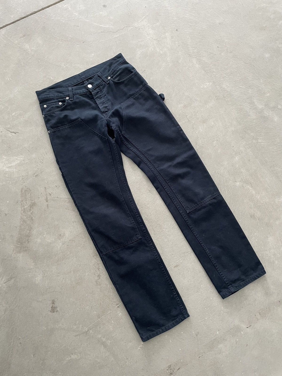 image of Helmut Lang Ss99 Navy Blue Double Knee Work Pants, Men's (Size 31)