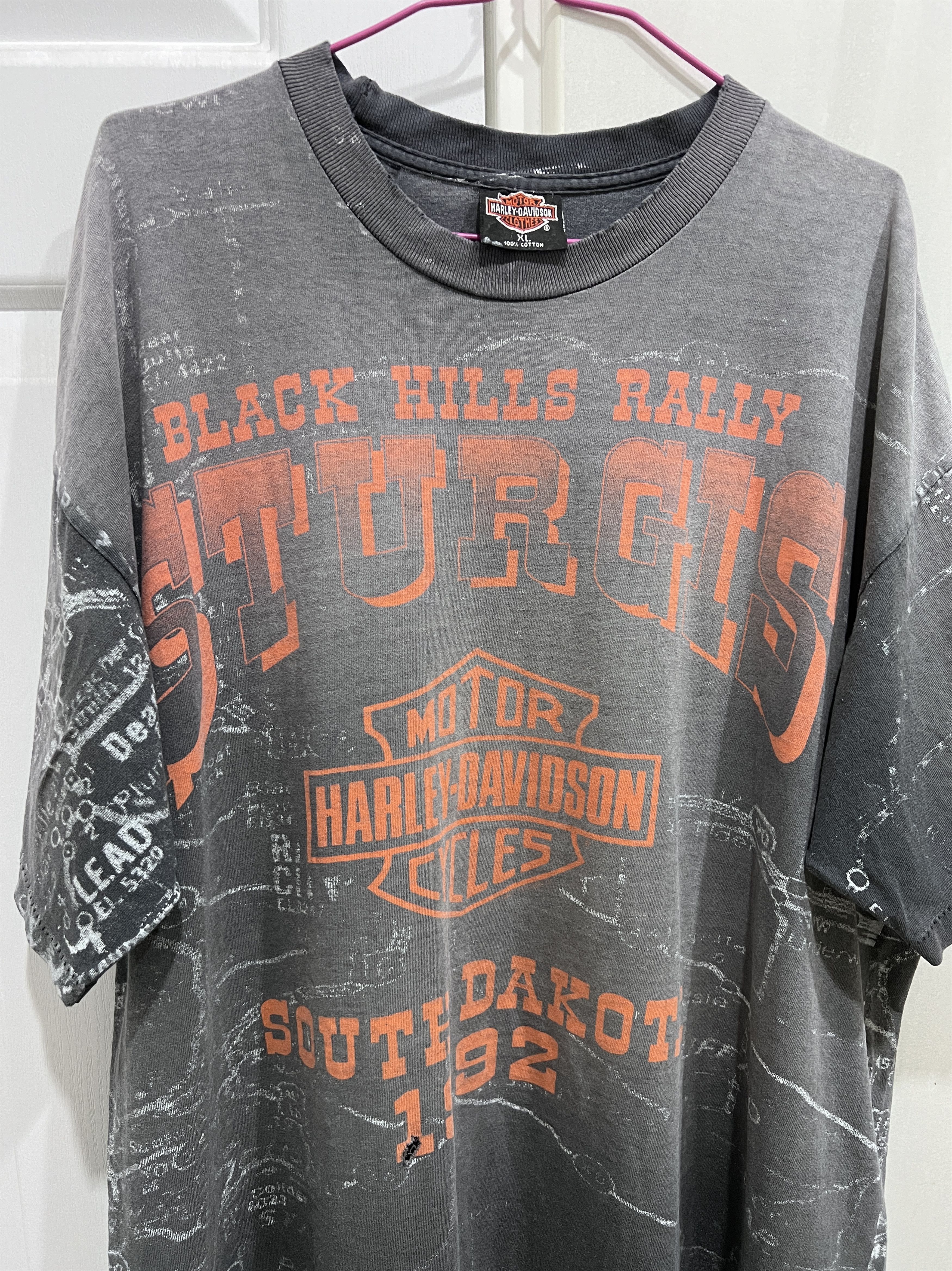 Harley Davidson Vintage 90s Harley Davidson All Over Print XL Thrashed Faded Size US XL / EU 56 / 4 - 1 Thumbnail