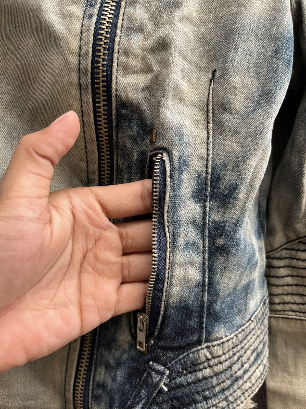 If Six Was Nine × Isamu Katayama Backlash × Le Grande Bleu (L.G.B.) Bleached Biker Denim Jacket – If Six Was Nine Vibe Size US S / EU 44-46 / 1 - 5 Thumbnail