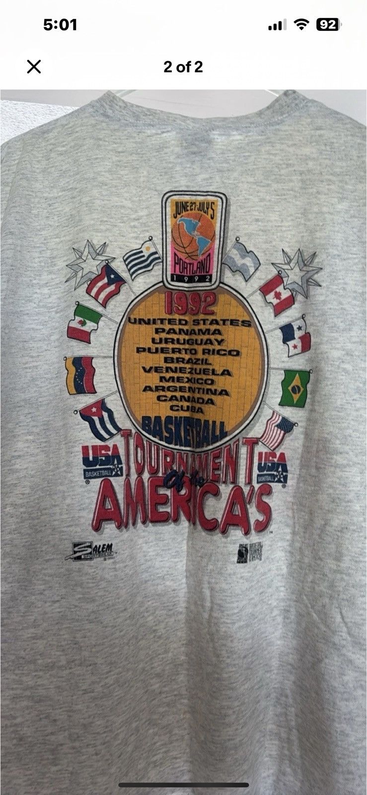 Salem Sportswear Vintage 1992 USA Dream Team Salem Sportswear XL Size US XL / EU 56 / 4 - 2 Thumbnail