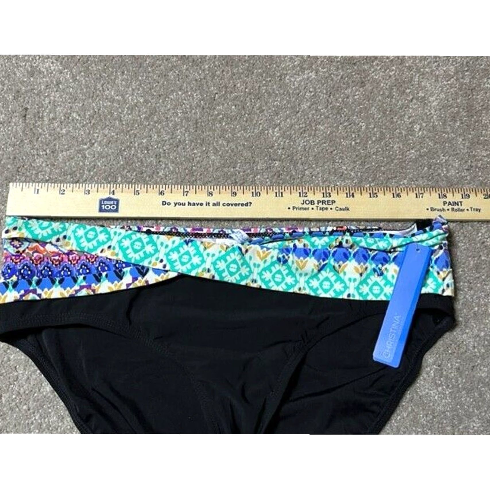Vintage **Black Aztec Foldover Bikini Swim Bottom Retro 70s** User: Black Aztec Foldover Bikini Swim Bottom Retro 70s Size 38" / US 16 / IT 52 - 3 Thumbnail