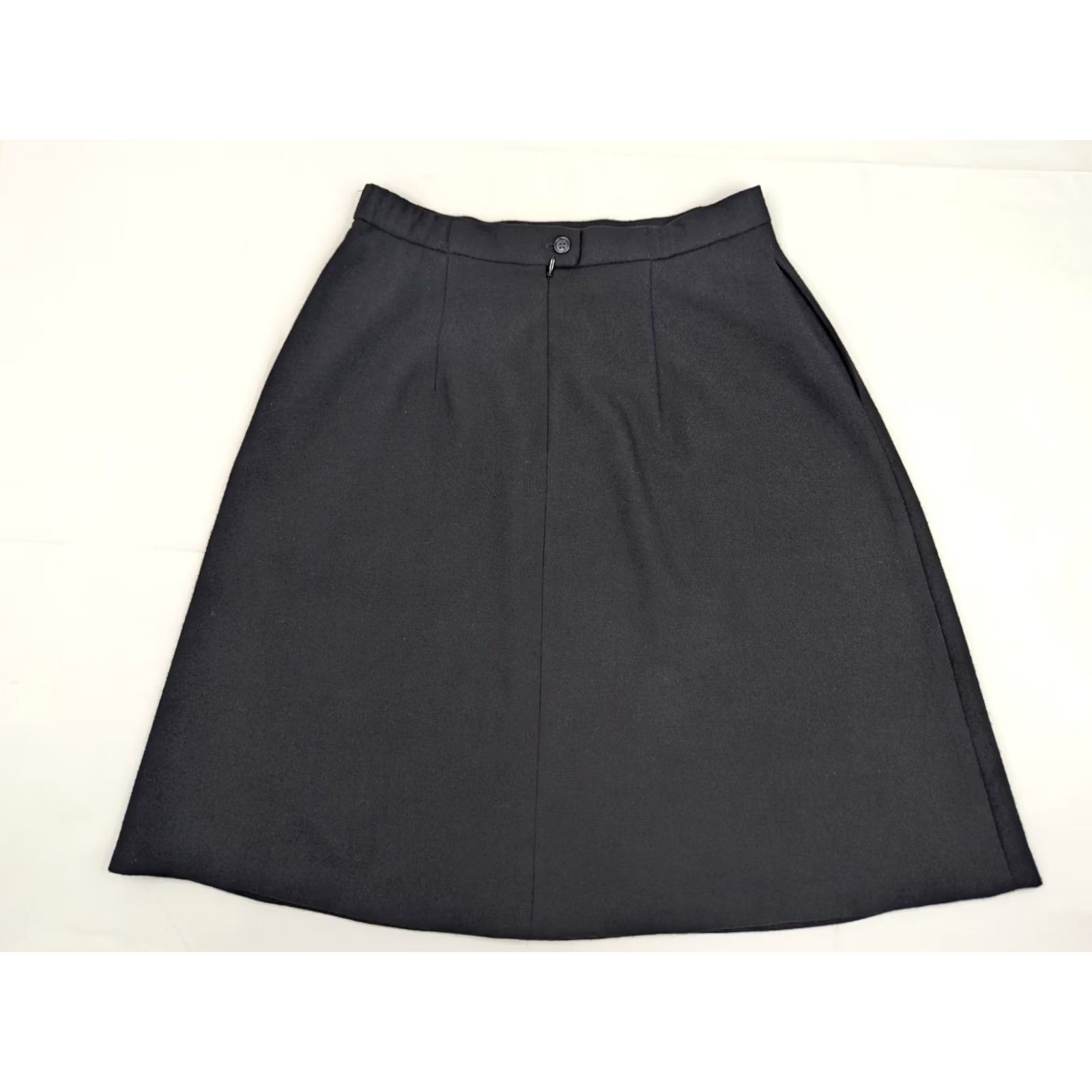 Orvis Orvis Skirt Women 10P Pleated Knee Length Black Polyester Tweed Vintage 90s Style Slit Elastic Waist Wool-Look Button Zip Closure Size 10P Petite Size 32" / US 10 / IT 46 - 6 Thumbnail
