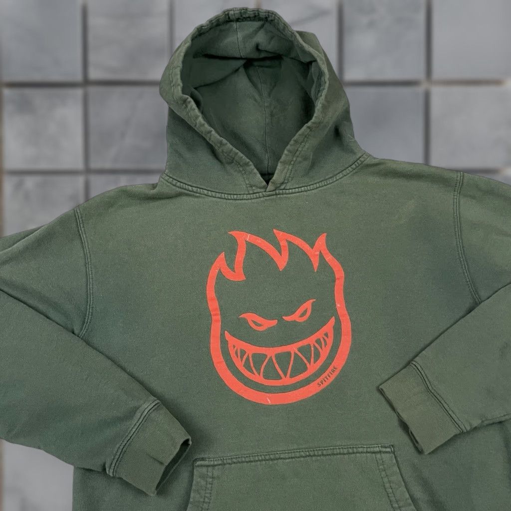 Spitfire VINTAGE Spitfire Hoodie Men S Green Distressed Faded Logo 90s Skateboarder Pullover Hooded Size US S / EU 44-46 / 1 - 1 Thumbnail
