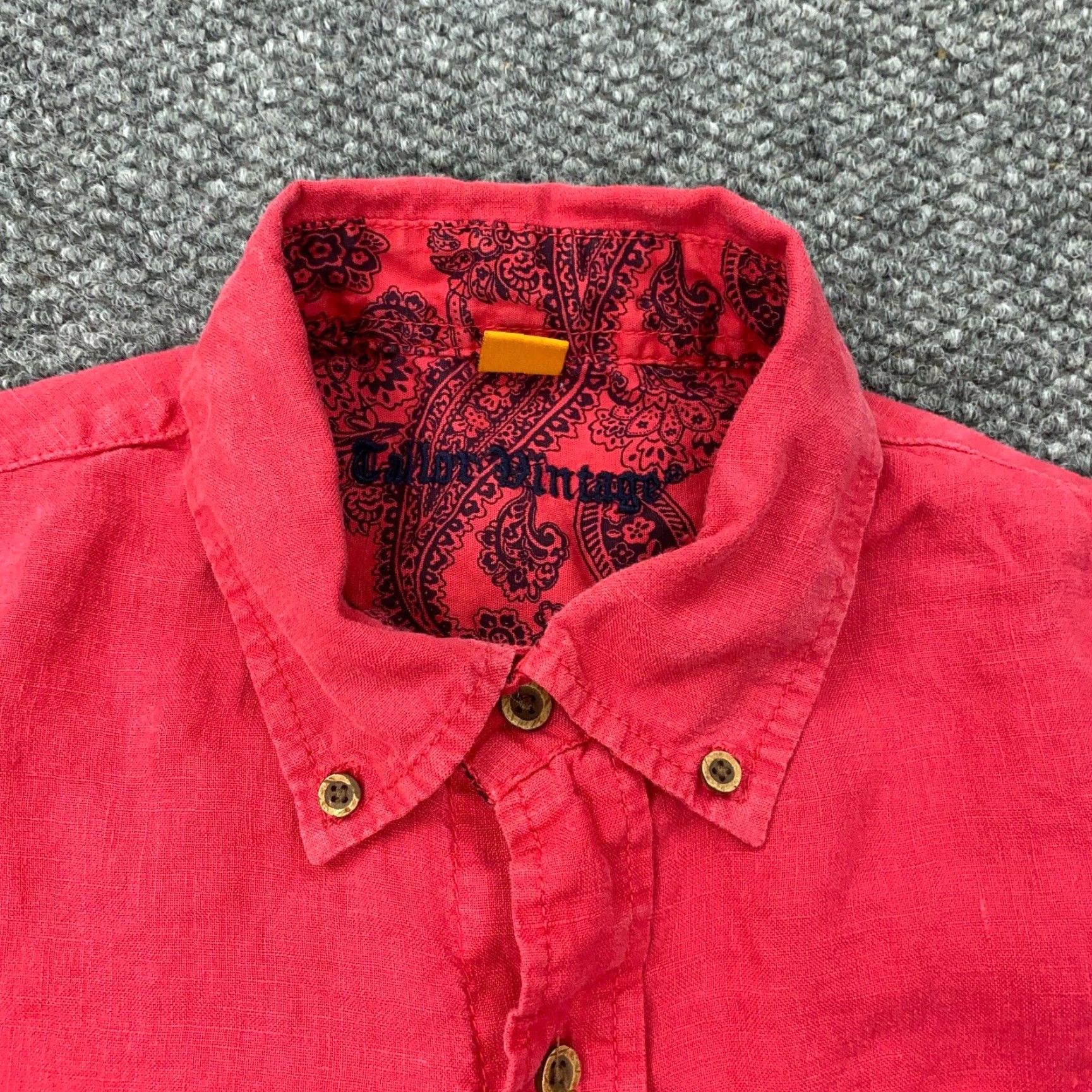 Vintage VINTAGE Tailor Vintage Linen Shirt Mens M Red Paisley Flip Cuff Button Down Shirt Size US M / EU 48-50 / 2 - 2 Thumbnail
