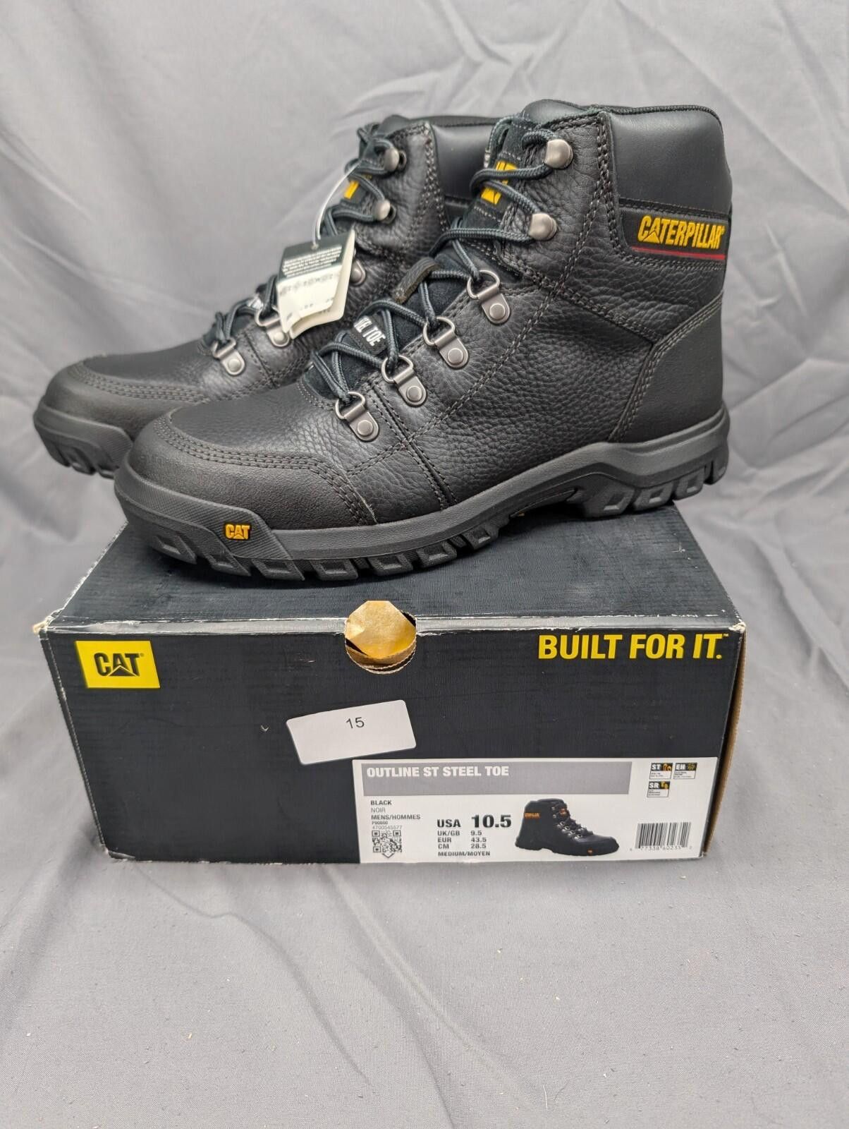Caterpillar Caterpillar CAT Outline ST Steel Toe Work Boots Black 10.5M Size US 10.5 / EU 43-44 - 1 Thumbnail