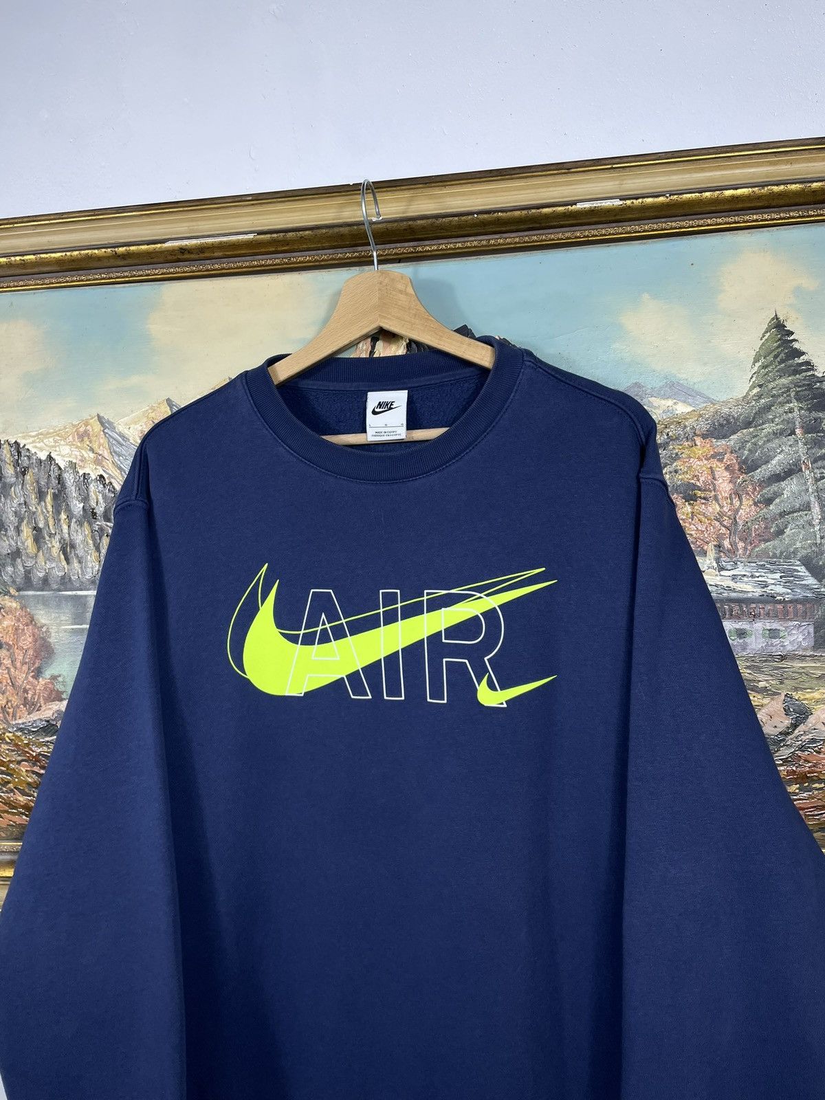 Nike × Vintage Navy Crewneck Nike Loose Skate Hiphop Rap Center Swoosh Size US L / EU 52-54 / 3 - 3 Thumbnail