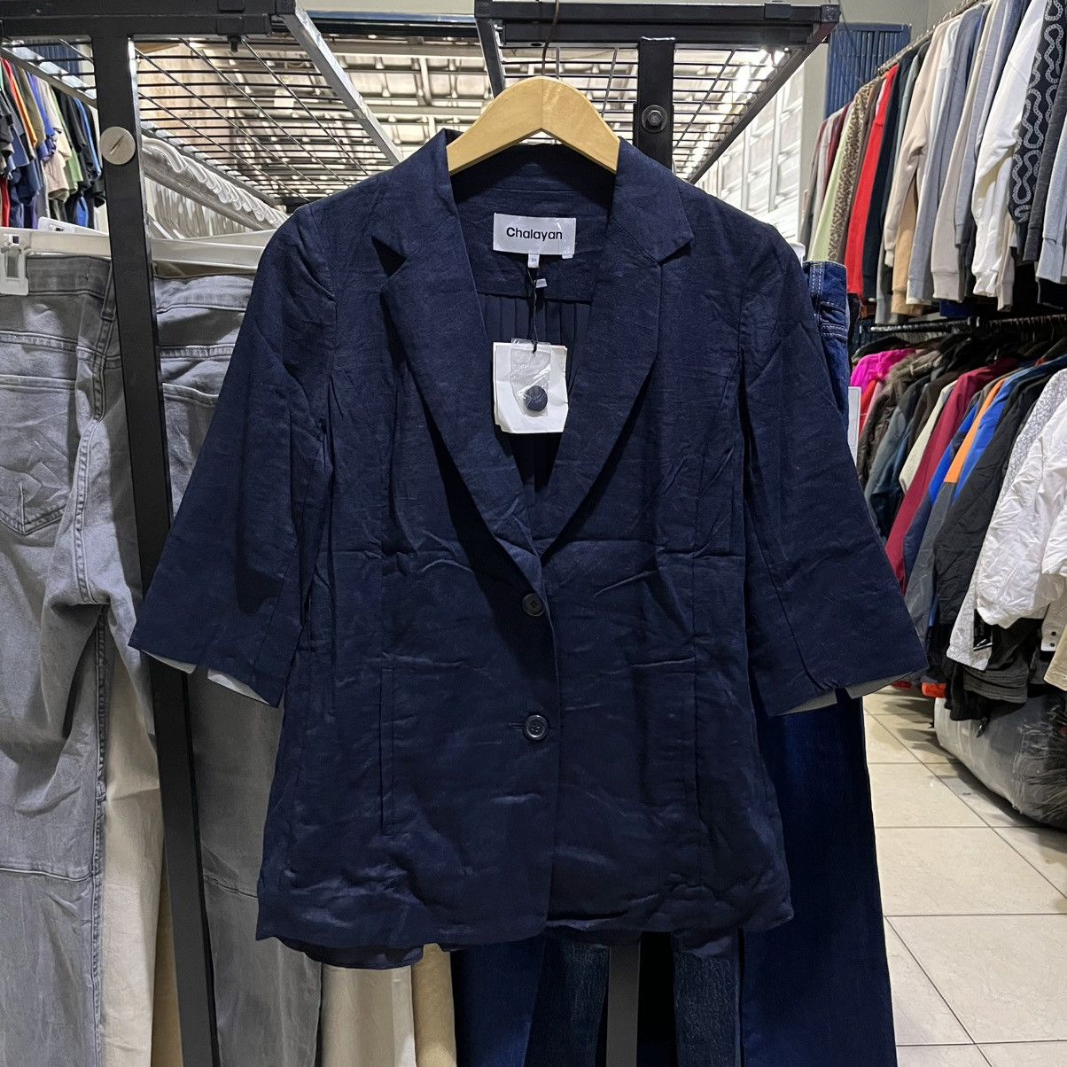 Hussein Chalayan Chalayan Navy Pleated Back Blazer – BNWT Size M / US 6-8 / IT 42-44 - 1 Thumbnail