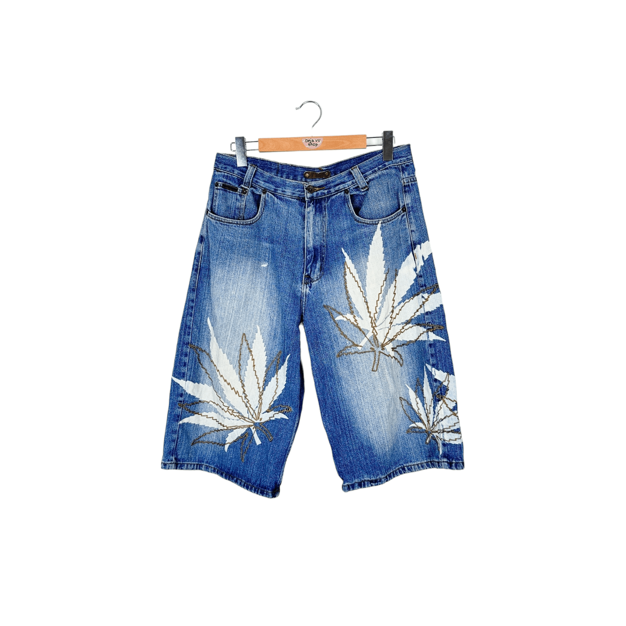 G-Unit G-Unit Marijuana Leaf Embroideries Hip Hop Jorts Size US 34 / EU 50 - 1 Thumbnail