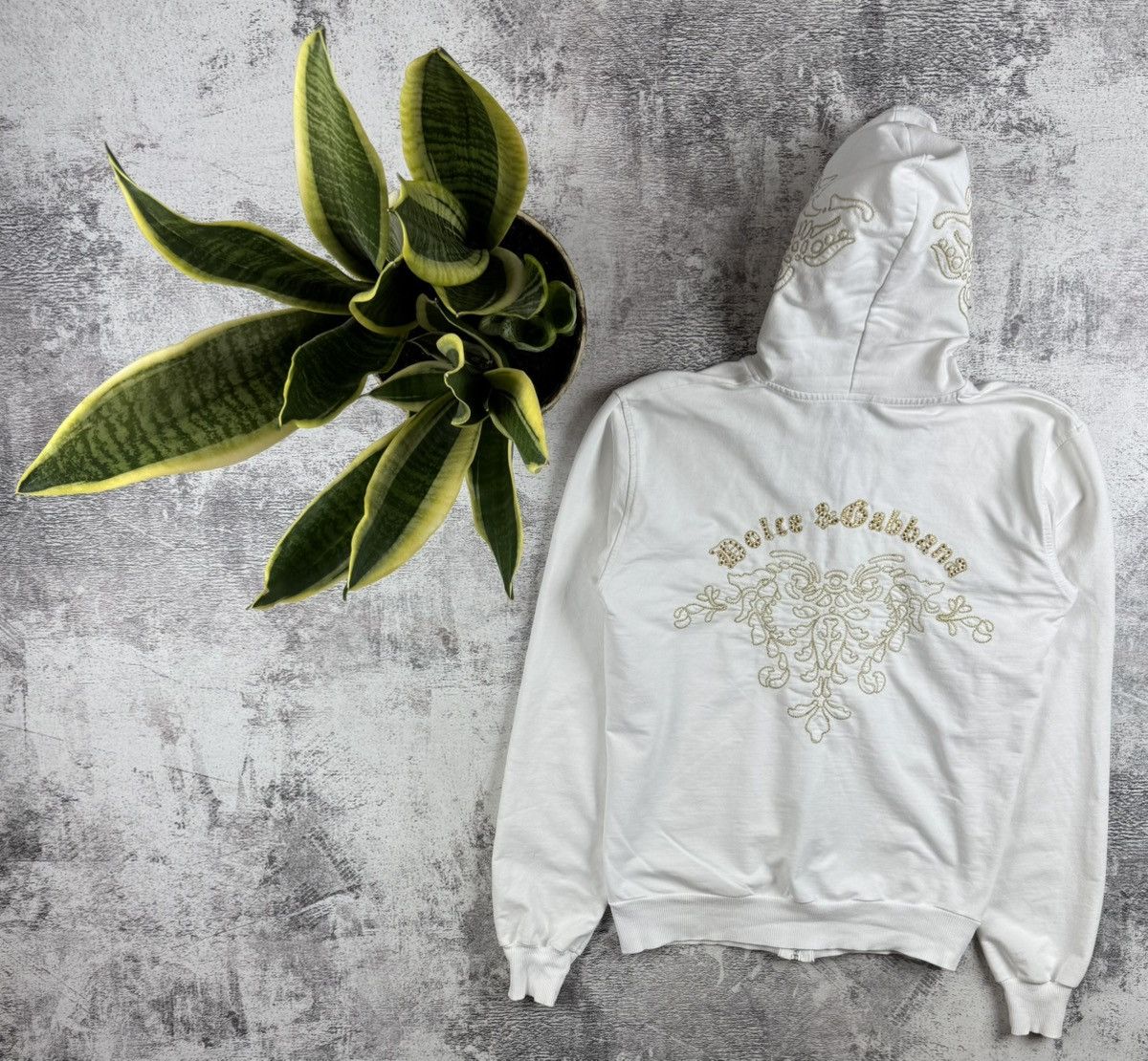 Vintage Dolce Gabbana Women’s XL Vintage D&G 90s White Y2K Zip Hoodie Pullover Size XL / US 12-14 / IT 48-50 - 1 Thumbnail