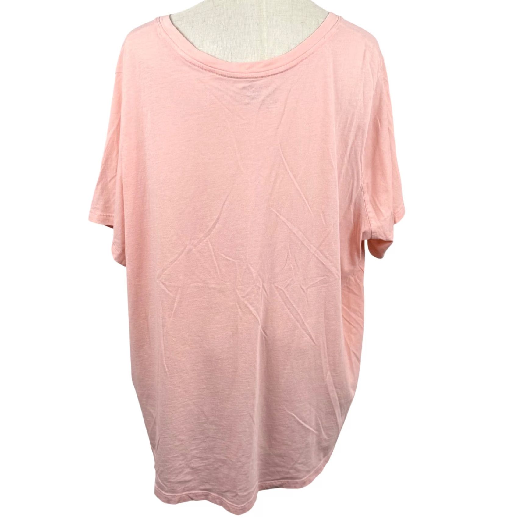 Vintage Terra & Sky Womens 3X V-Neck T-Shirt Short Sleeve Cotton Modal Relaxed Tee Peach Size 4XL / US 24-26 - 2 Thumbnail