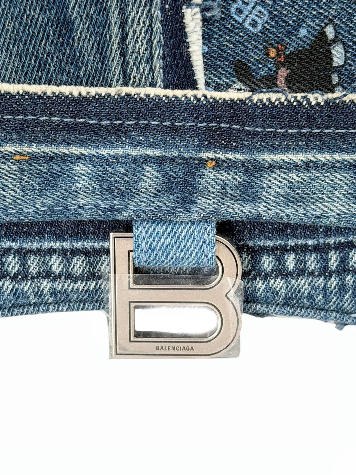 Balenciaga 1/1 Recycle Patchwork Denim Goat Hourglass Bag Size ONE SIZE - 4 Thumbnail