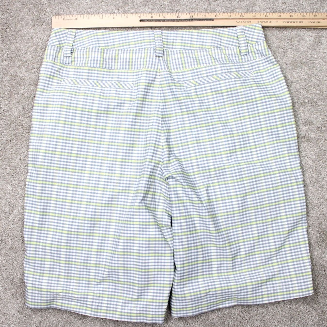 Puma Puma Shorts Mens 32 Gray Yellow Checkered Dry Cell CleverDry Pockets Knit Inseam 11in Regular Size US 32 / EU 48 - 7 Thumbnail