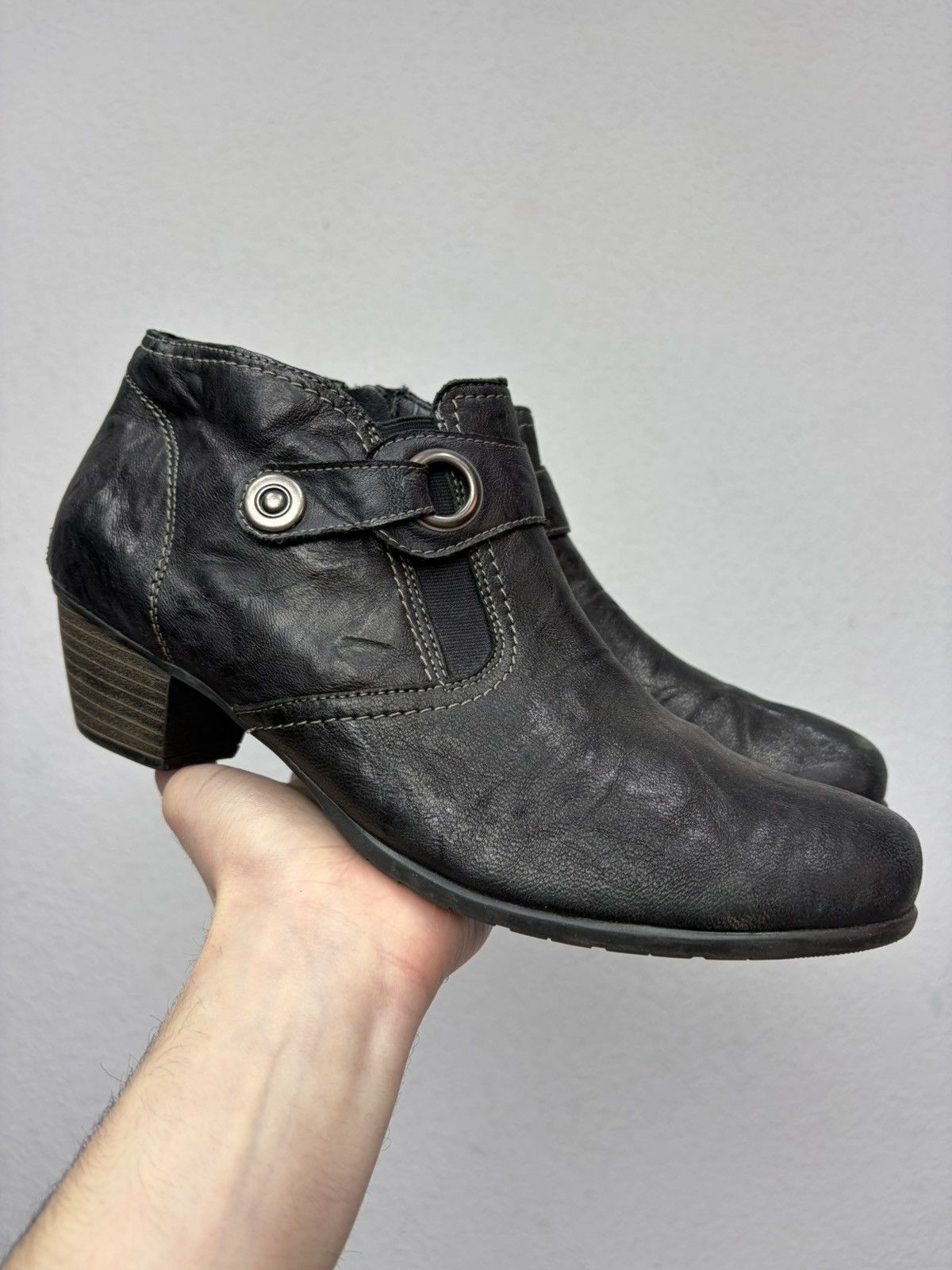 If Six Was Nine AS 98 Vibe Artisan Black Leather Side Zip Ankle Biker Boots Size US 9 / EU 42 - 3 Thumbnail