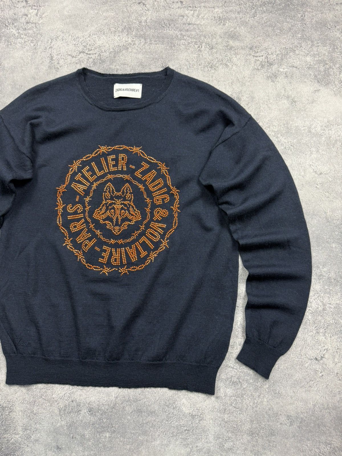 Zadig & Voltaire Zadiq & Voltaire Sweater Navy Jumper Big Logo Streetwear Size US M / EU 48-50 / 2 - 5 Thumbnail