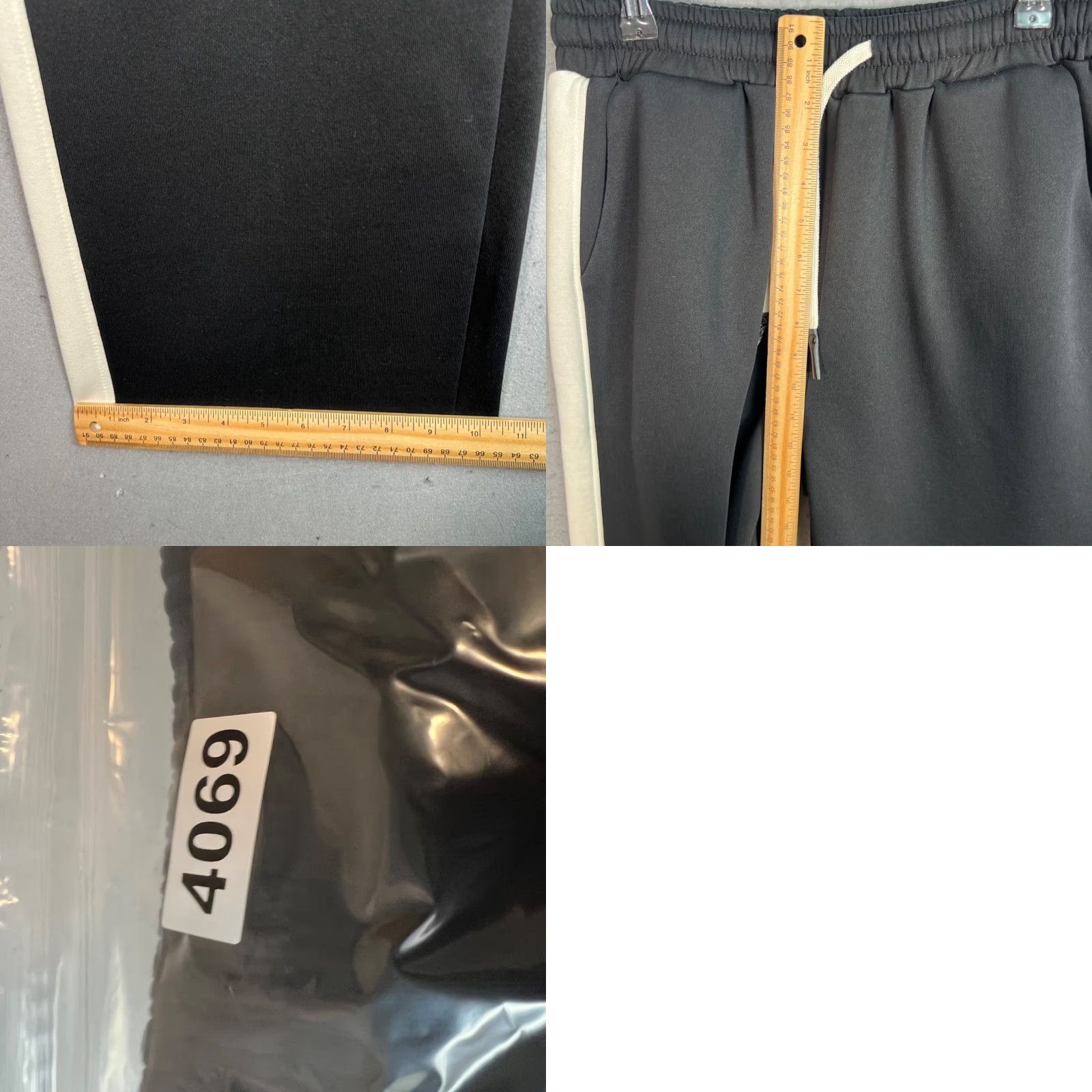 Vintage Commense Large Black & White Wide-Leg Pants Elastic Waist Contrast Stripe Size 36" / US 14 / IT 50 - 8 Thumbnail