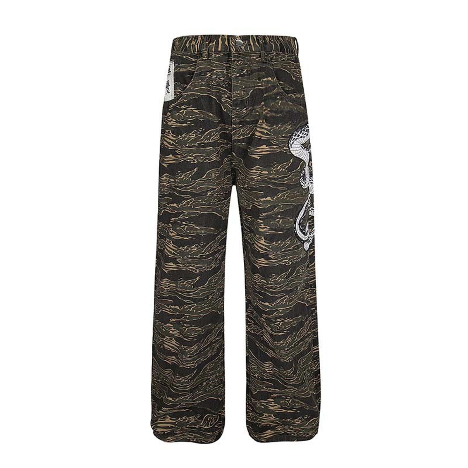 Japanese Brand Camo Straight Wide Leg Pants with Snake Print Size US 32 / EU 48 - 2 Thumbnail