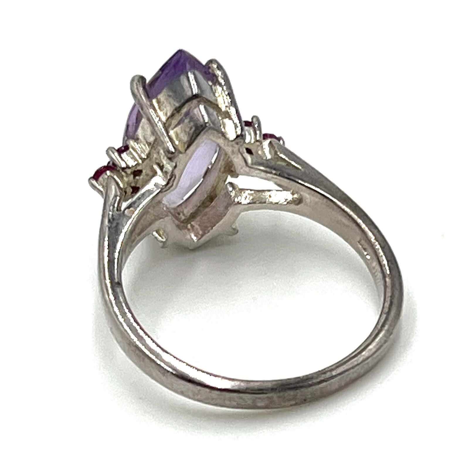 Other Sterling Silver Purple Amethyst & Round Ruby Ring Size 10.75 Size ONE SIZE - 3 Thumbnail