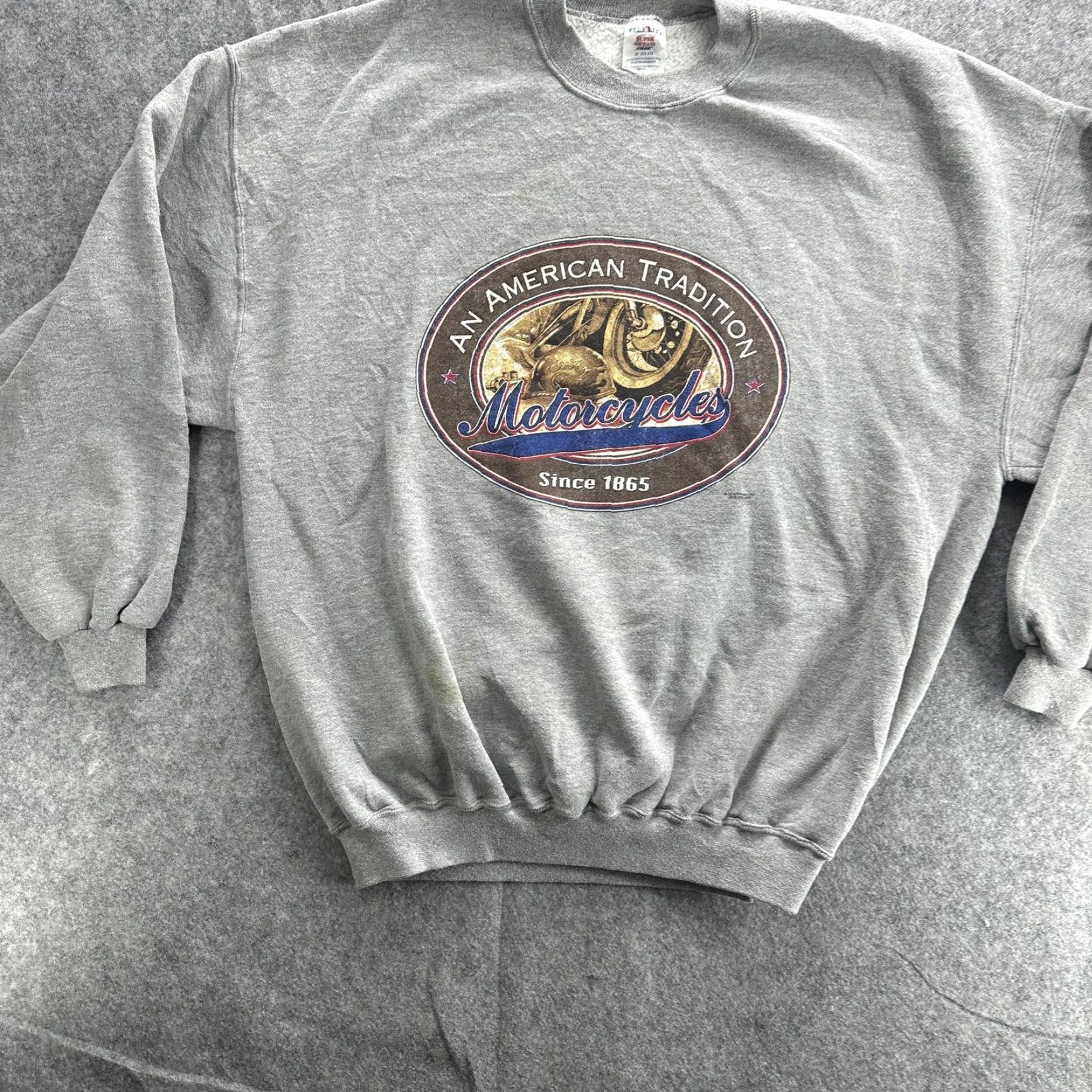 Jerzees VINTAGE Jerzees Sweatshirt Mens 2XL Gray Biker Motorcycle Crewneck 90s An American Tradition Graphics Print Size US XXL / EU 58 / 5 - 3 Thumbnail
