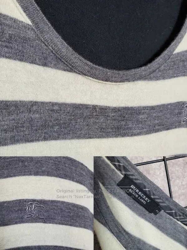 Burberry Burberry Grey Striped Wool Long Sleeve Knitwear. Size US L / EU 52-54 / 3 - 5 Thumbnail