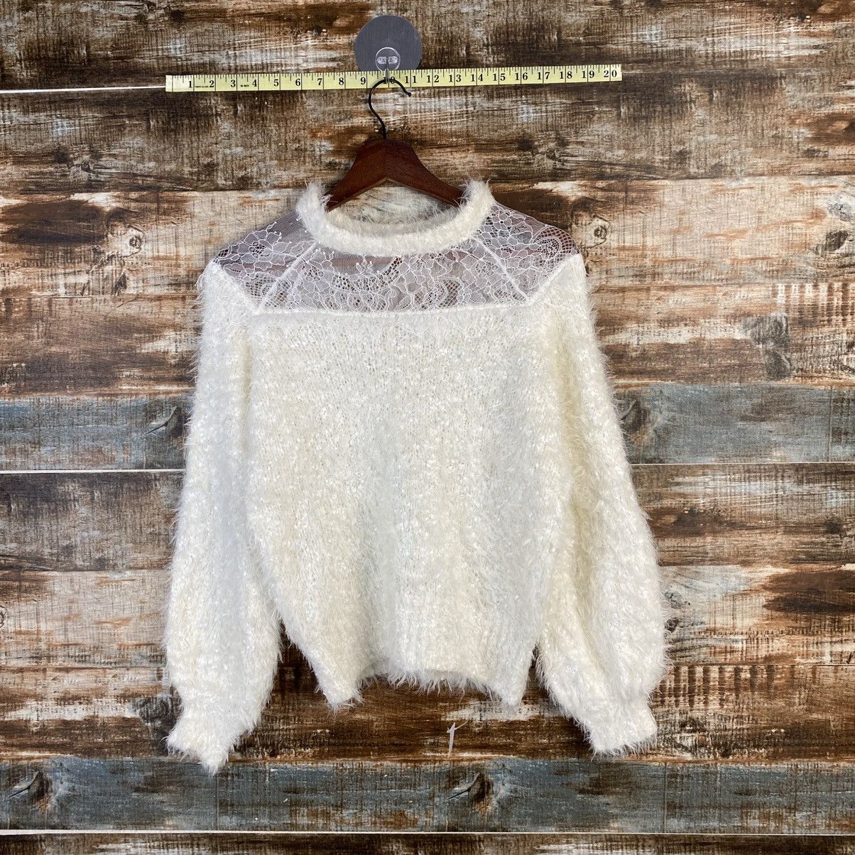 Homespun Knitwear DL Nice Claup White Mohair fur crochet Knitwear #C1102 Size S / US 4 / IT 40 - 1 Thumbnail