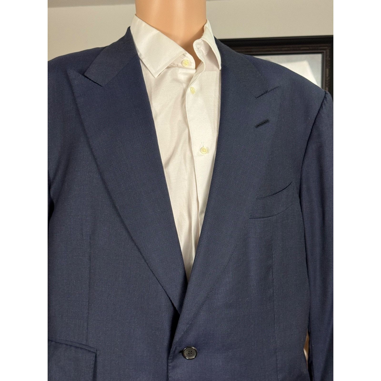 Tom Ford Tom Ford Navy Blue Peak Lapel blazer suit jacket 58IT 48R Size 48R - 2 Thumbnail