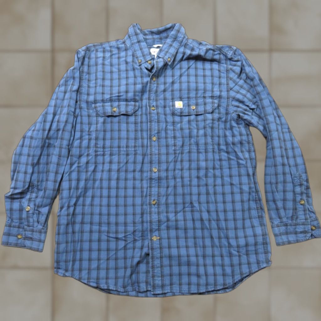 Carhartt VINTAGE Carhartt Shirt Mens Flannel Original Fit Blue Plaid Winter Fall Spring Outdoors Workwear Casual... Size US L / EU 52-54 / 3 - 1 Thumbnail