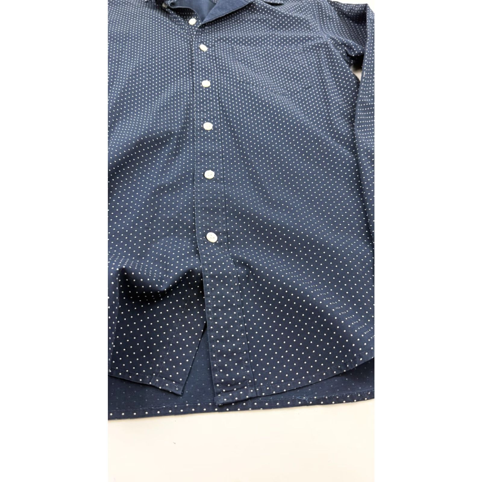 J.Crew VINTAGE J.CREW Shirt Mens Small Polka Dot Cotton Slim Fit Button-Up Blue White Classic 90s Men's Size US S / EU 44-46 / 1 - 2 Thumbnail