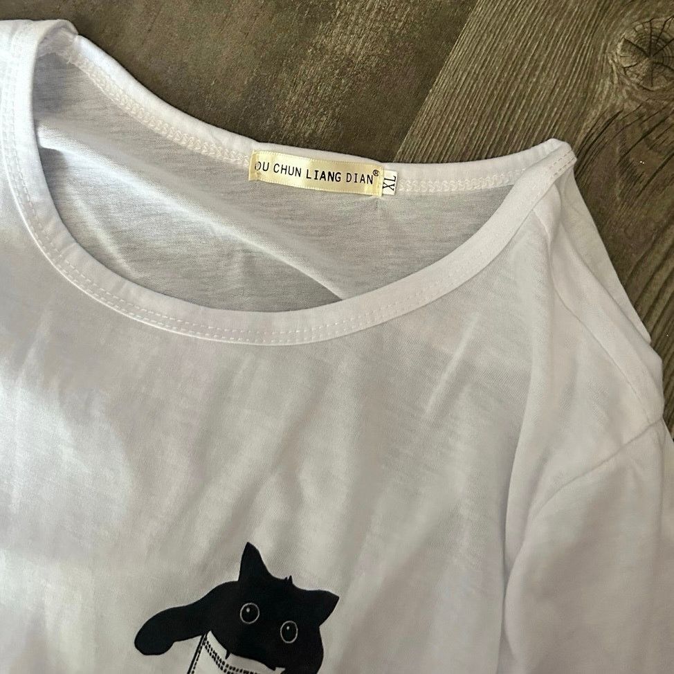 Other ou chun liang dian white cat graphic shirt Size XL / US 12-14 / IT 48-50 - 3 Thumbnail