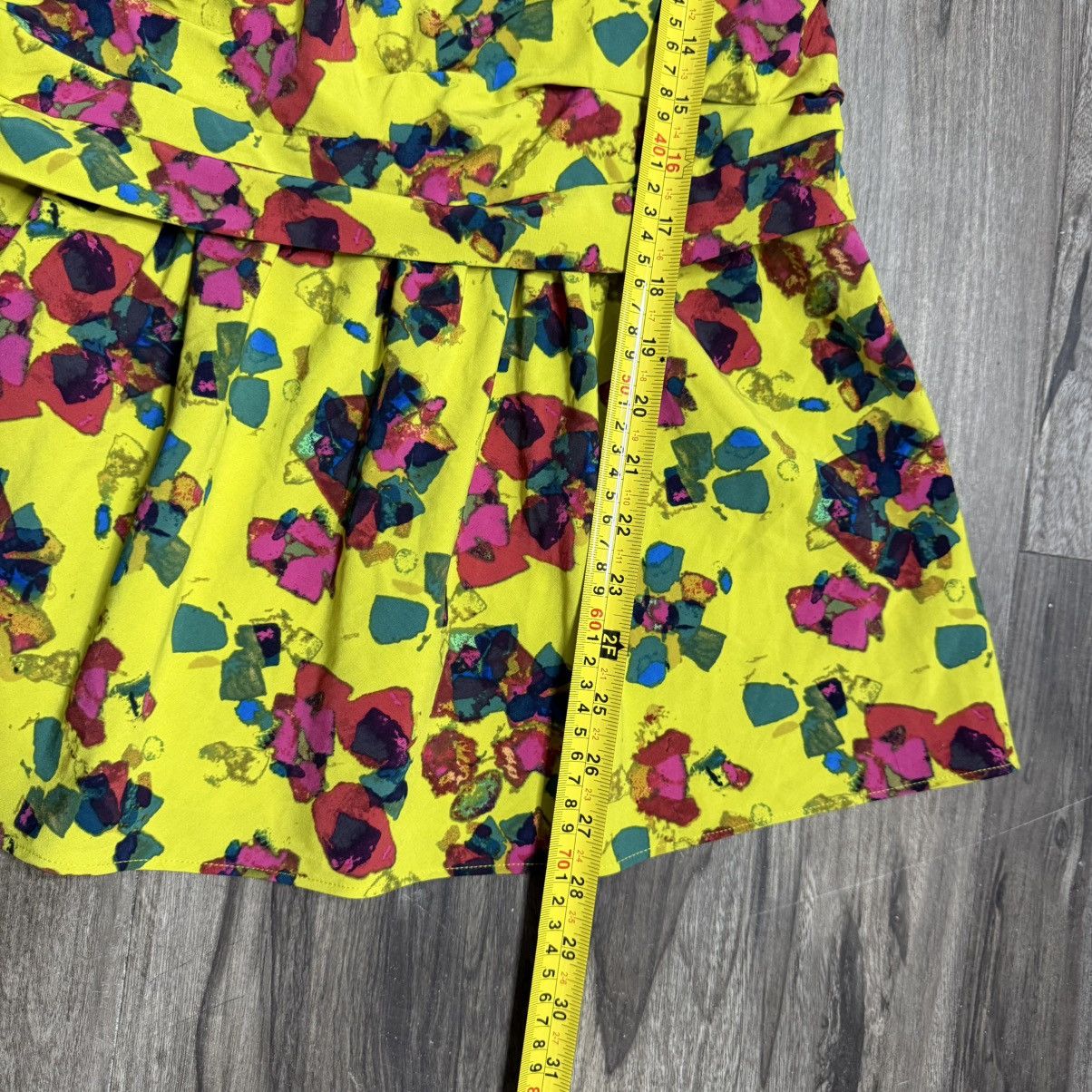 Other Rachel Rachel Roy Chartreuse Yellow Floral Drop Waist Ruffle Size XS / US 0-2 / IT 36-38 - 7 Thumbnail