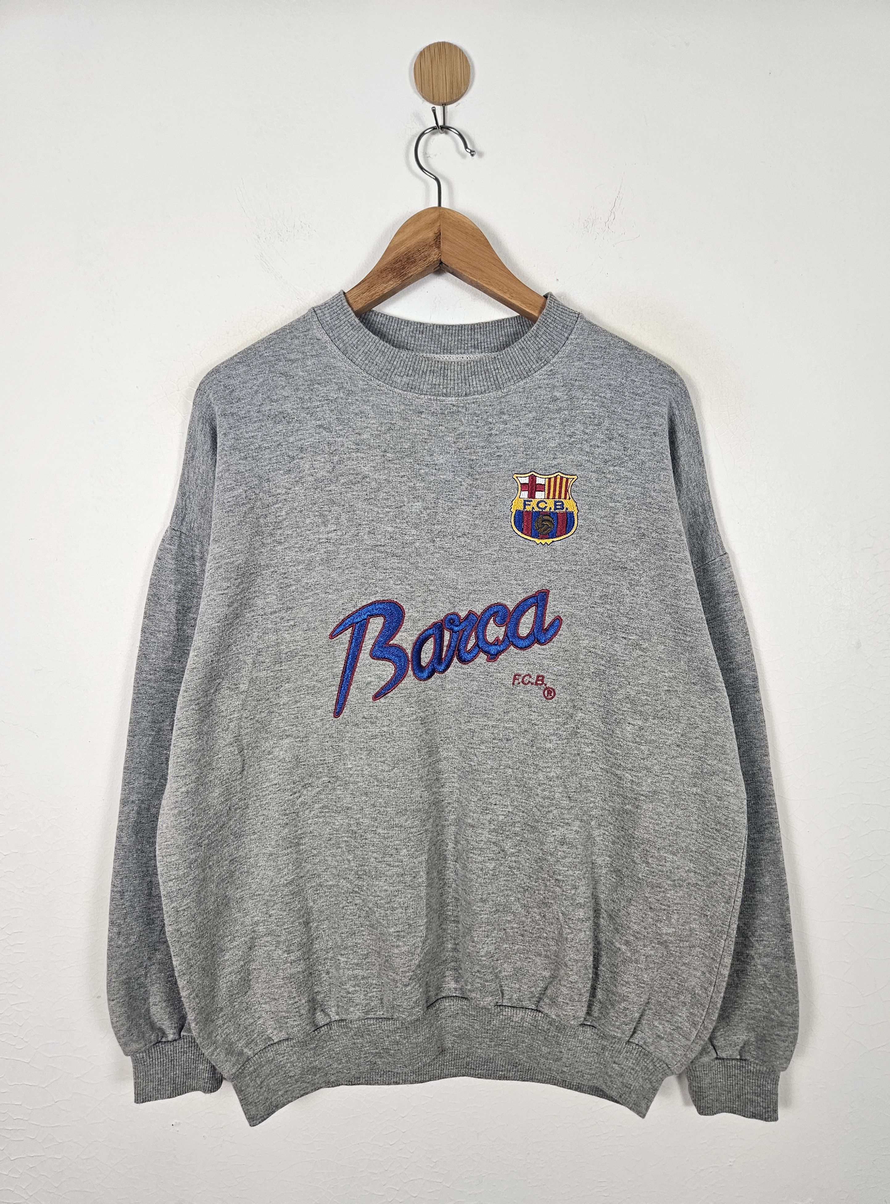 image of F C Barcelona x Vintage 90's Vintage Fc Barcelona Sweatshirt in Grey, Men's (Size Large)
