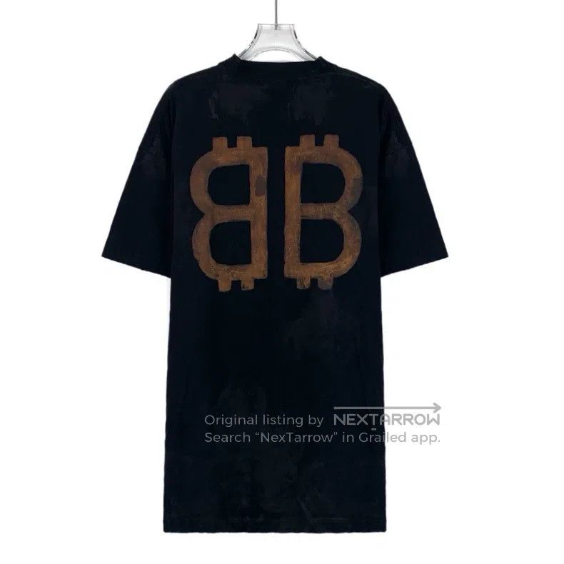 Balenciaga Balenciaga Black Logo Letter Print Cotton Round Neck Short Size US S / EU 44-46 / 1 - 2 Thumbnail