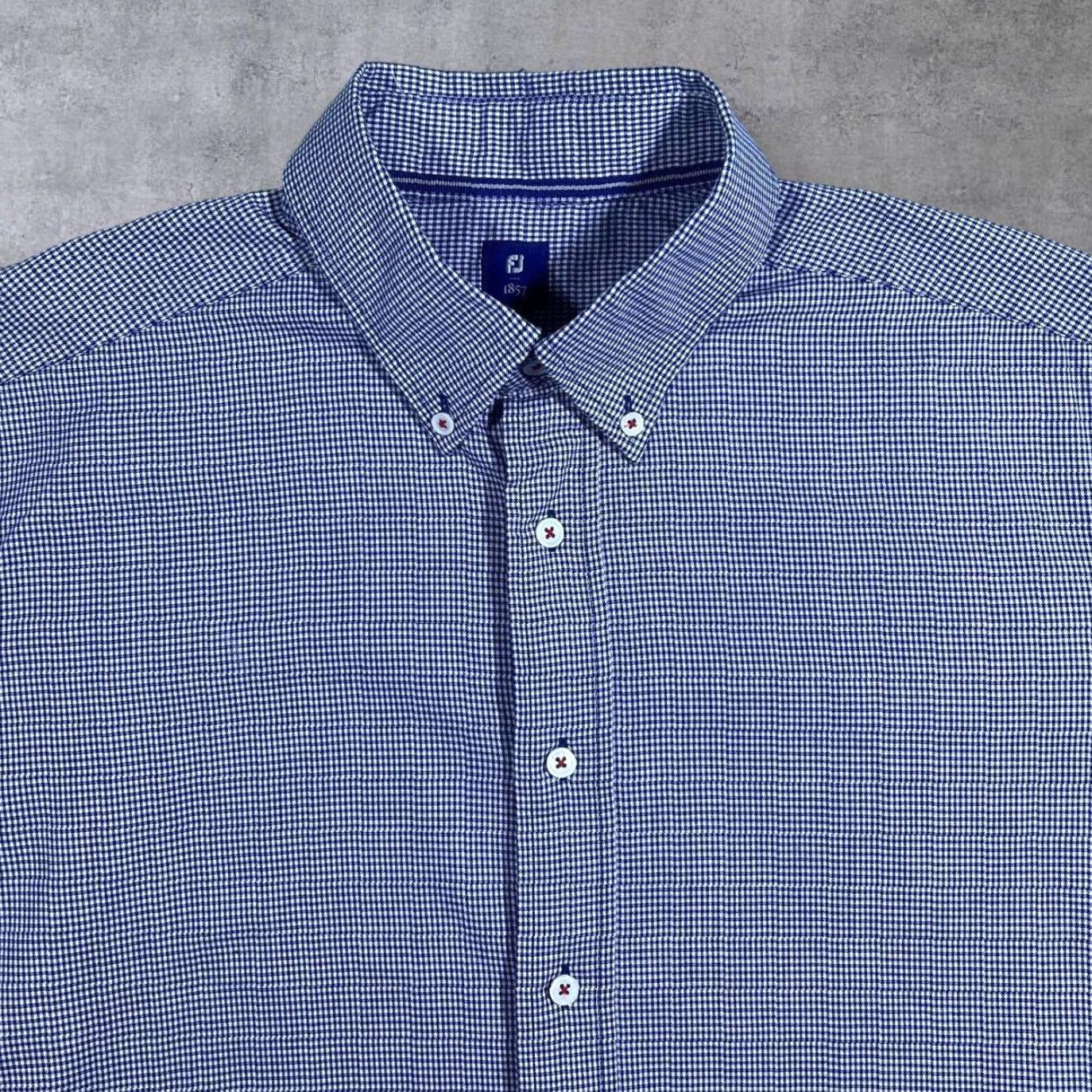 Footjoy FootJoy 1857 Classic Blue White Check Golf Long Sleeve Button-Up Shirt Medium Size US M / EU 48-50 / 2 - 2 Thumbnail