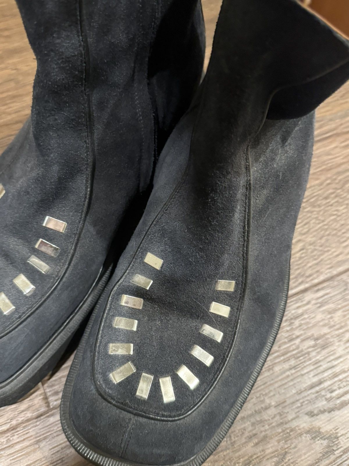 Marni Marni Square Toe Navy Suede Staple Ankle Boots Size US 9.5 / EU 42-43 - 6 Thumbnail