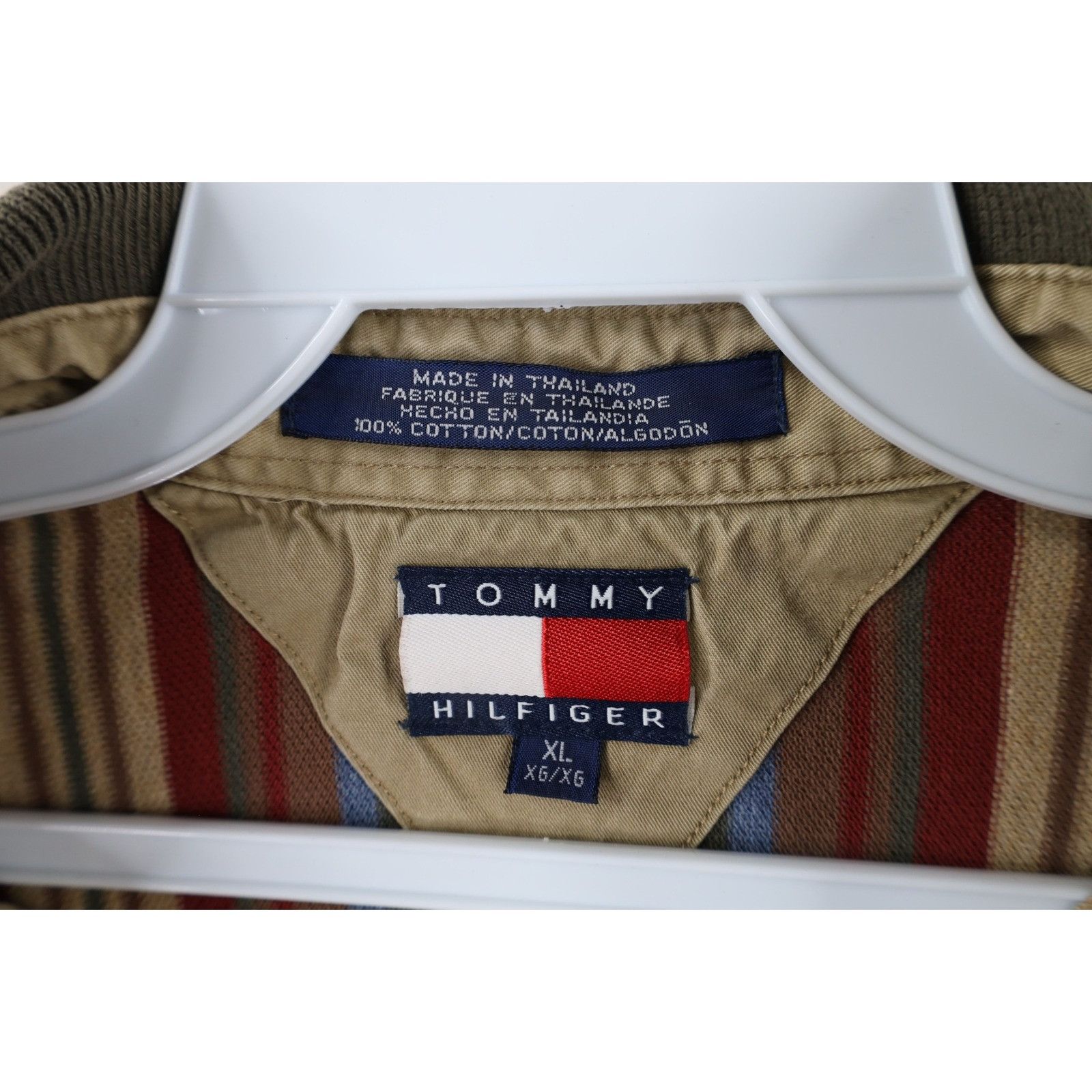 Tommy Hilfiger × Vintage Vintage 90s Tommy Hilfiger Distressed Rainbow Striped Polo Size US XL / EU 56 / 4 - 9 Thumbnail