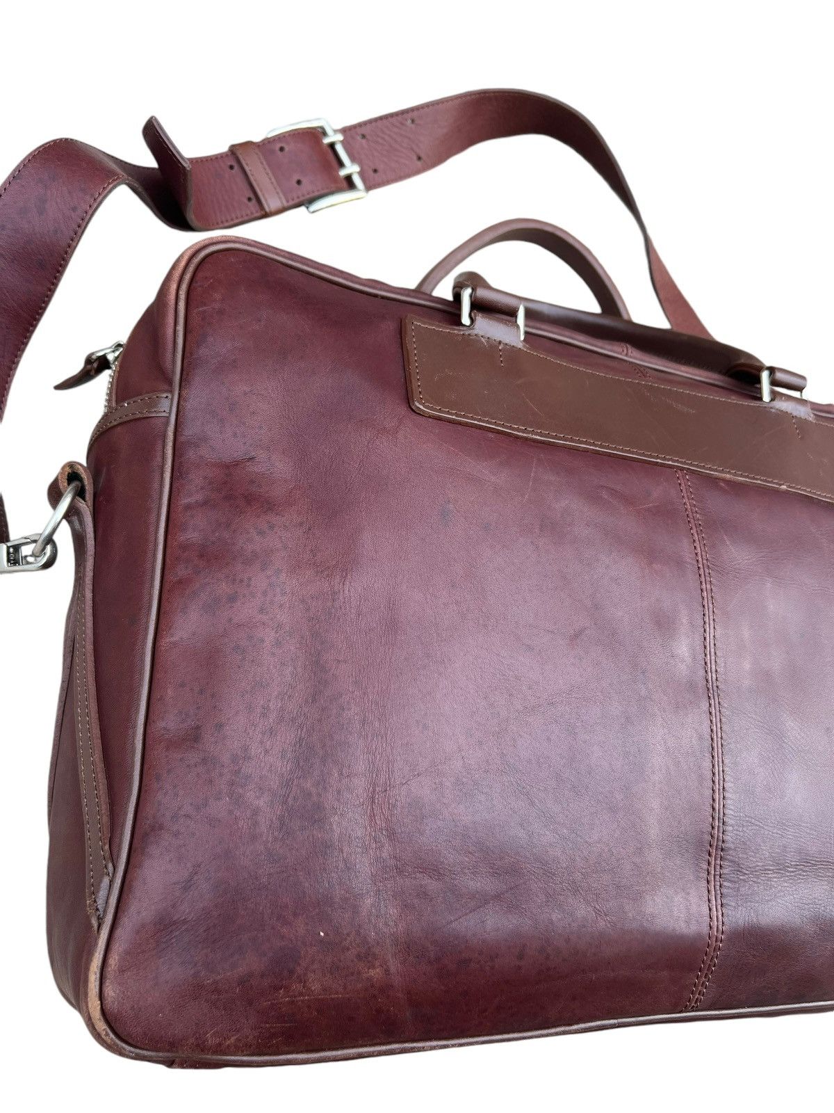 Japanese Brand × Leather Somes Saddle Japan Distressed Patina Leather 2 Way Bag Size ONE SIZE - 11 Thumbnail