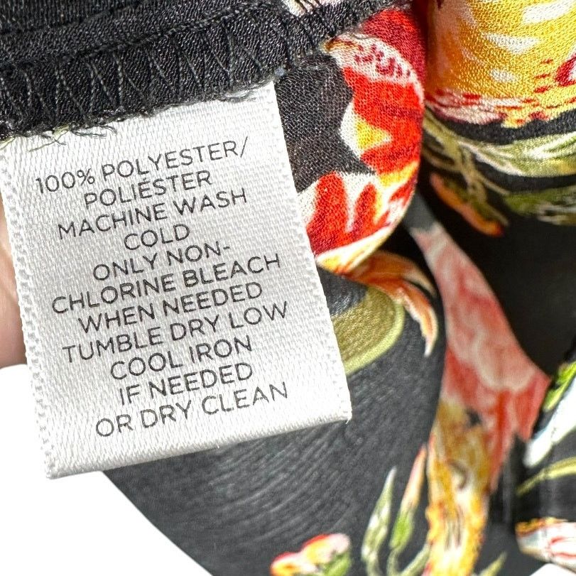Loft Ann Taylor Loft Black Multicolor Floral Design Top Medium Size M / US 6-8 / IT 42-44 - 3 Thumbnail