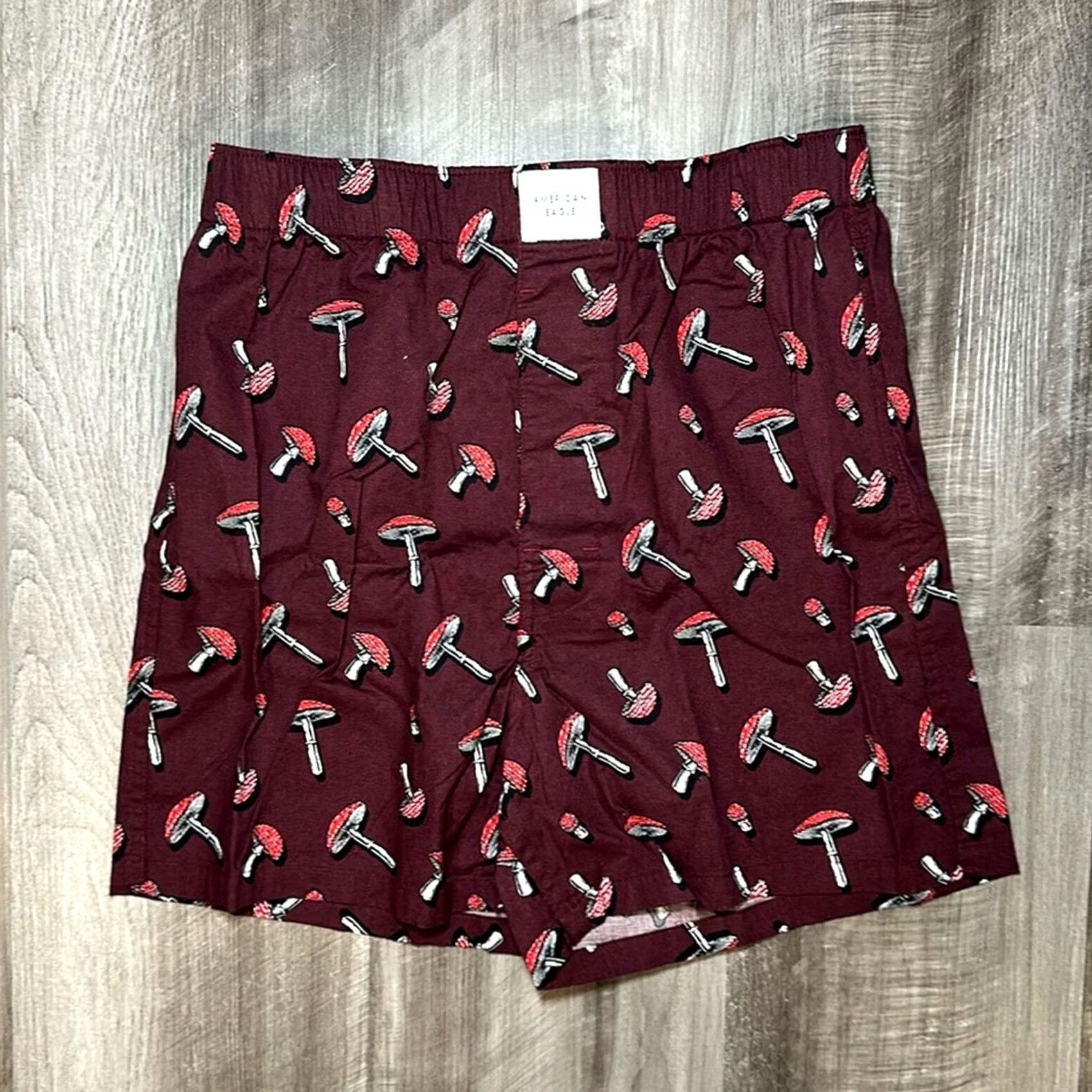 American Eagle Outfitters American Eagle Mushroom Stretch Boxer - XS Men Underwear Regular Boxer Shorts Red XS Mens Size 34R - 2 Thumbnail