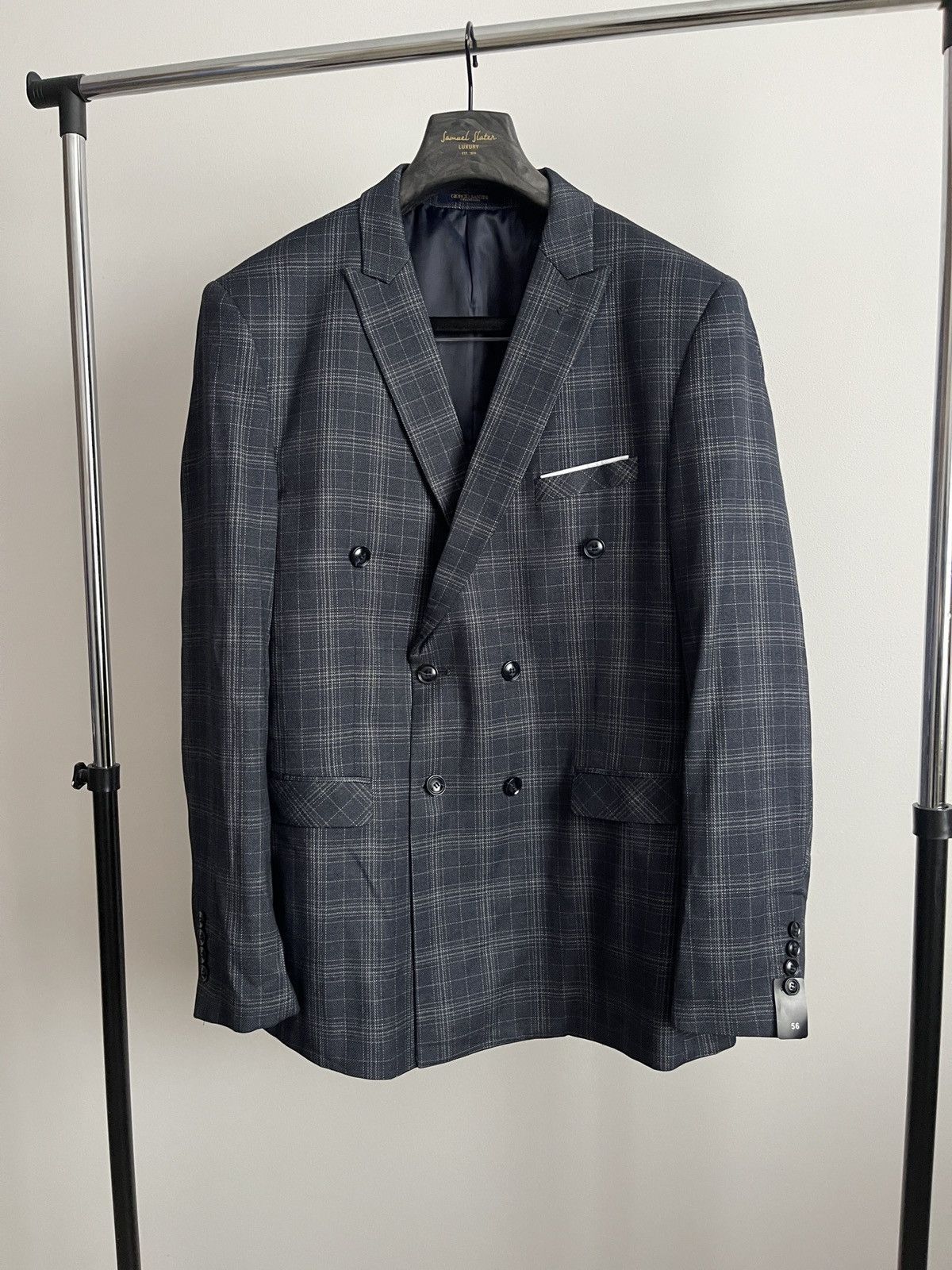 Vintage Double-breasted jacket dark blue giorgio santini collezione Size 46R - 1 Thumbnail