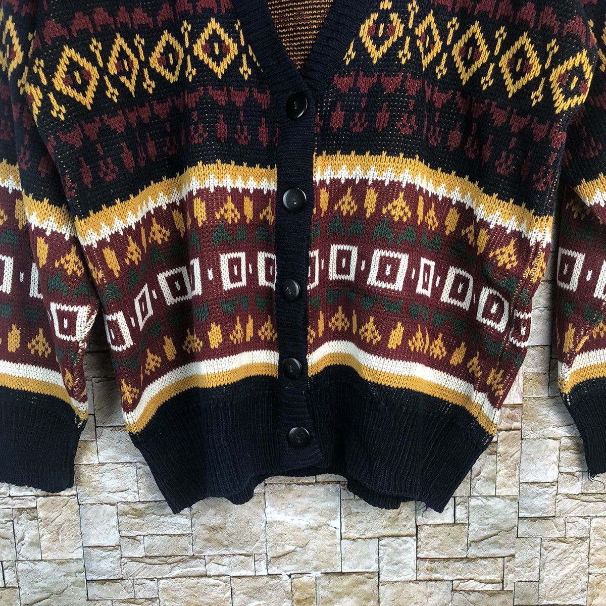 Homespun Knitwear × Japanese Brand Fun Knitz Multicolor Cardigan Knitwear #A177 Size US S / EU 44-46 / 1 - 6 Thumbnail