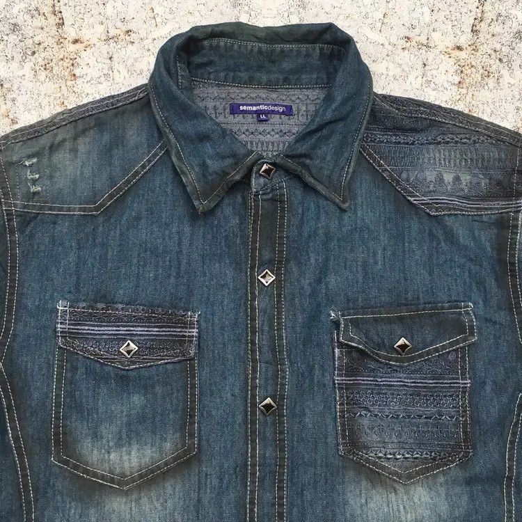 semanticdesign Semantic Distressed Western Denim Shirt Size US L / EU 52-54 / 3 - 2 Thumbnail