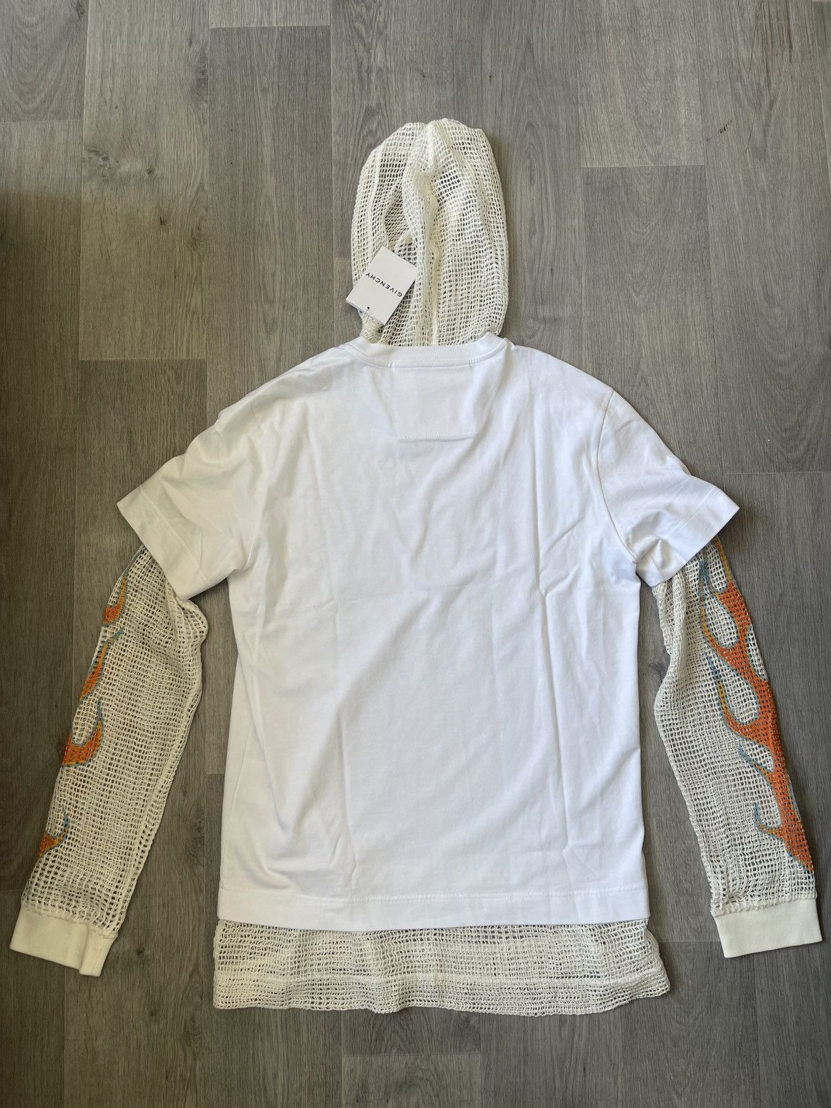 Givenchy Givenchy white Multi-layer t-shirt with flames Size US L / EU 52-54 / 3 - 2 Thumbnail