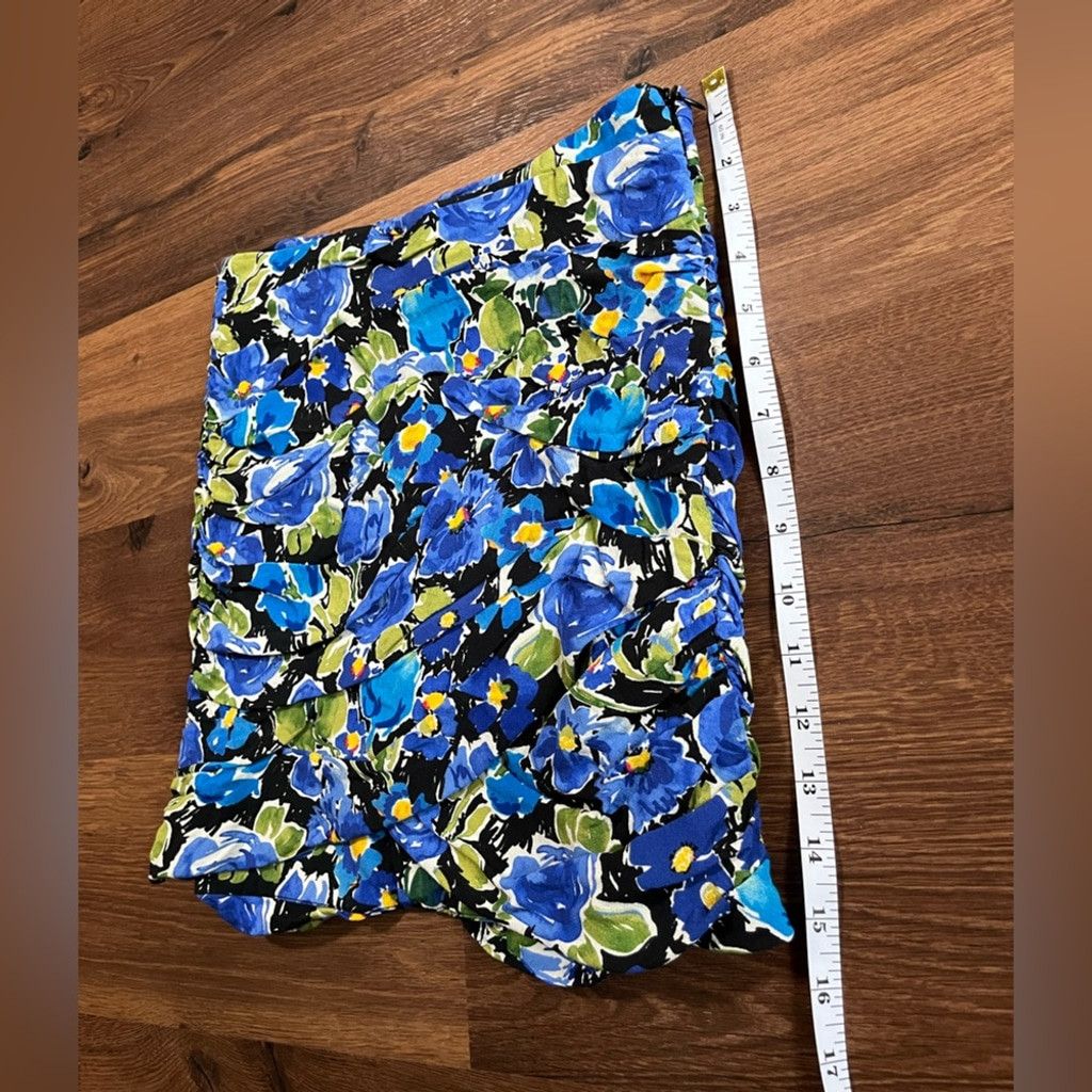 Zara 💙 ZARA Blue Floral Faux Wrap Mini Skirt - Size S 💙 Size 28" / US 6 / IT 42 - 10 Thumbnail