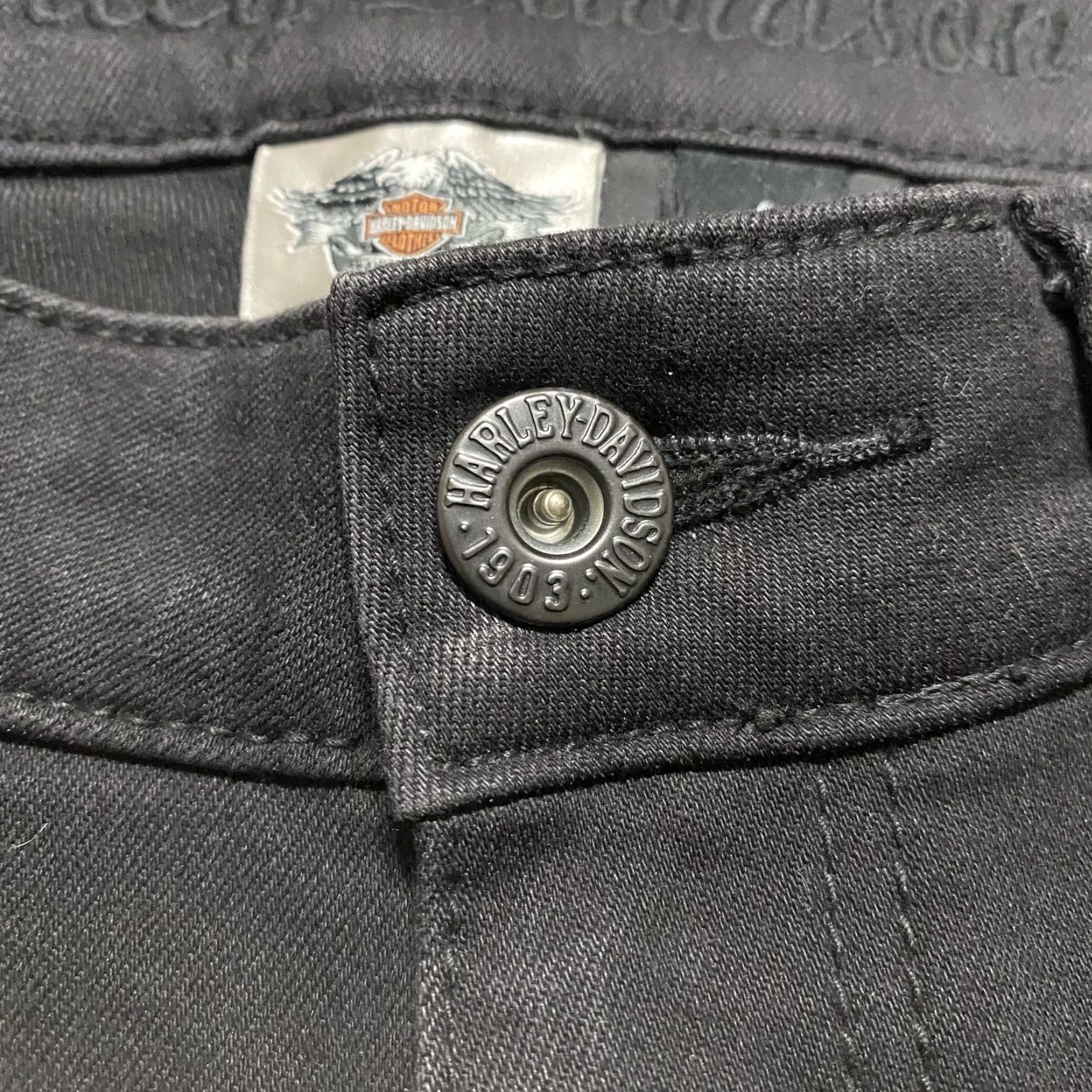 Harley Davidson Harley-Davidson Jeans Womens 4 Black Denim Skinny Dark Wash Low Rise Stretch Jeans Women Slim 5-Pocket Design Size 27" / US 4 / IT 40 - 4 Thumbnail