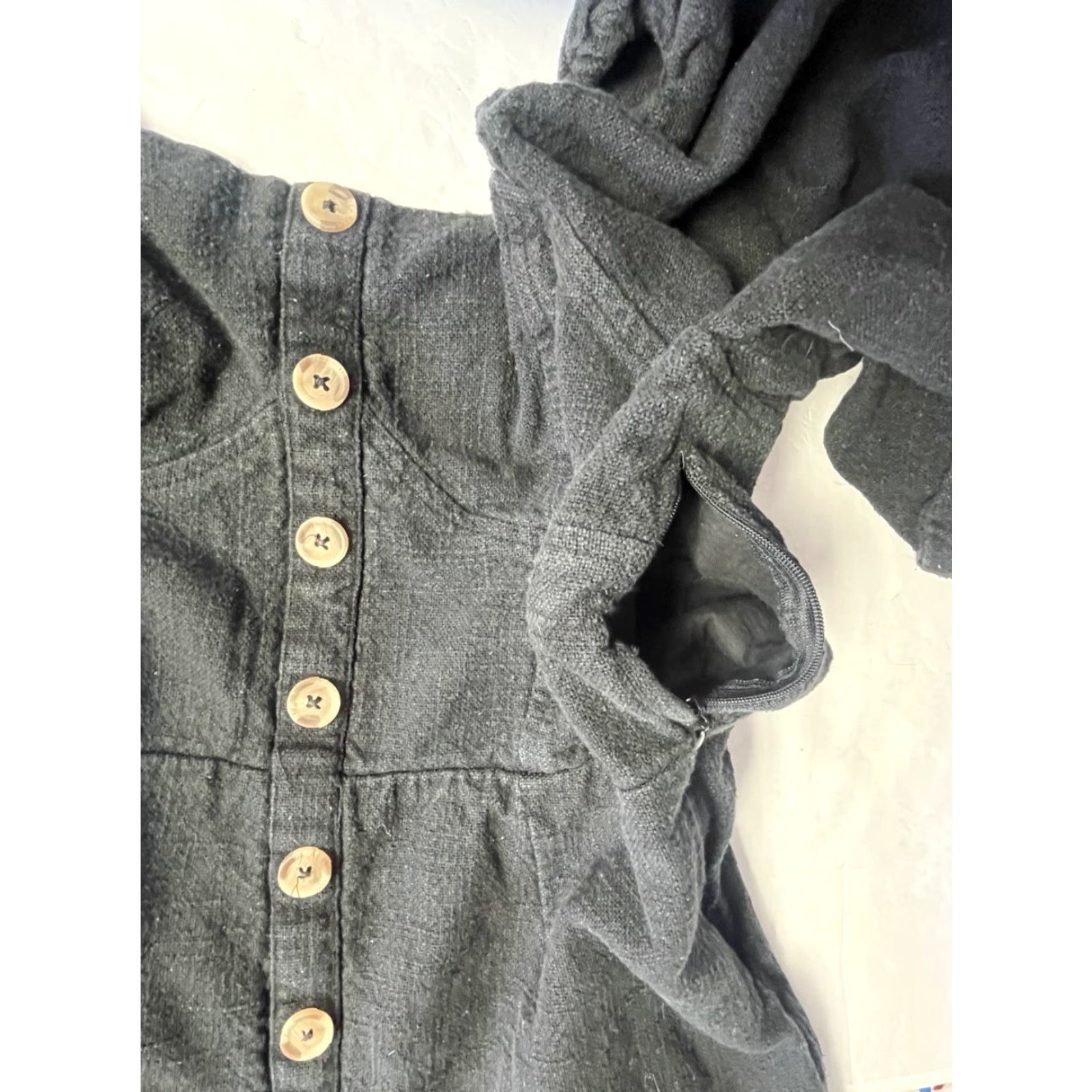 Billabong Billabong Mini Dress Marine Square Neck Puff Sleeve Button Front Black 12 Women Regular Short Cotton Blend Casual Spring Summer Size XL / US 12-14 / IT 48-50 - 5 Thumbnail