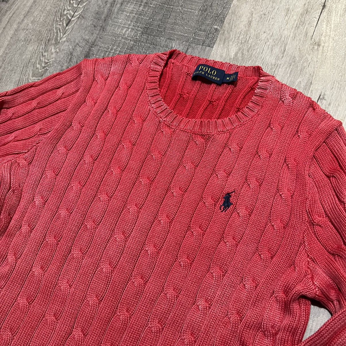 Polo Ralph Lauren Polo Ralph Lauren Faded Pink Cable Knit Pull Over Sweater Size M / US 6-8 / IT 42-44 - 2 Thumbnail