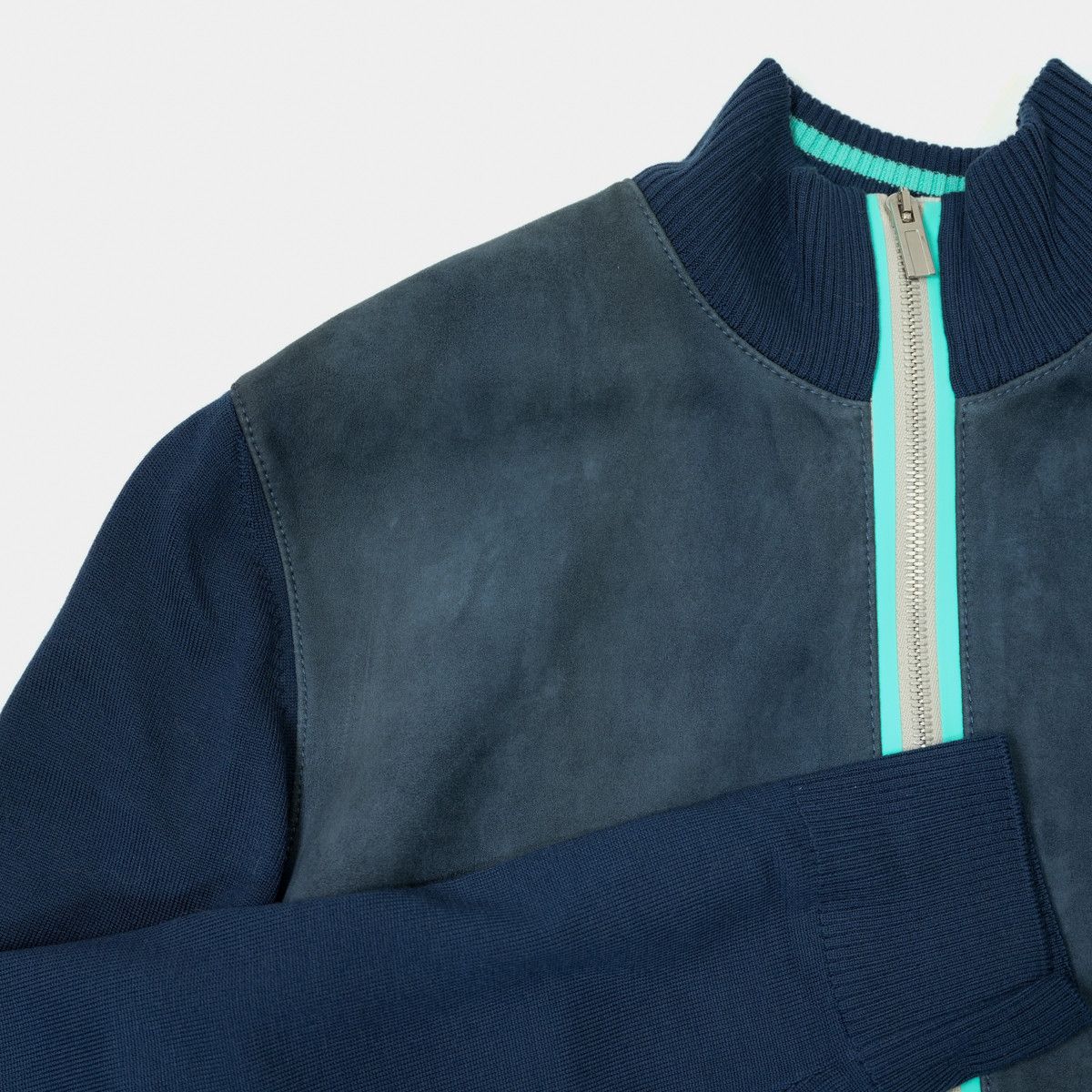 Hermes HERMÈS Suede × Wool Ribbed Knit Sweater Jacket Size US M / EU 48-50 / 2 - 3 Thumbnail