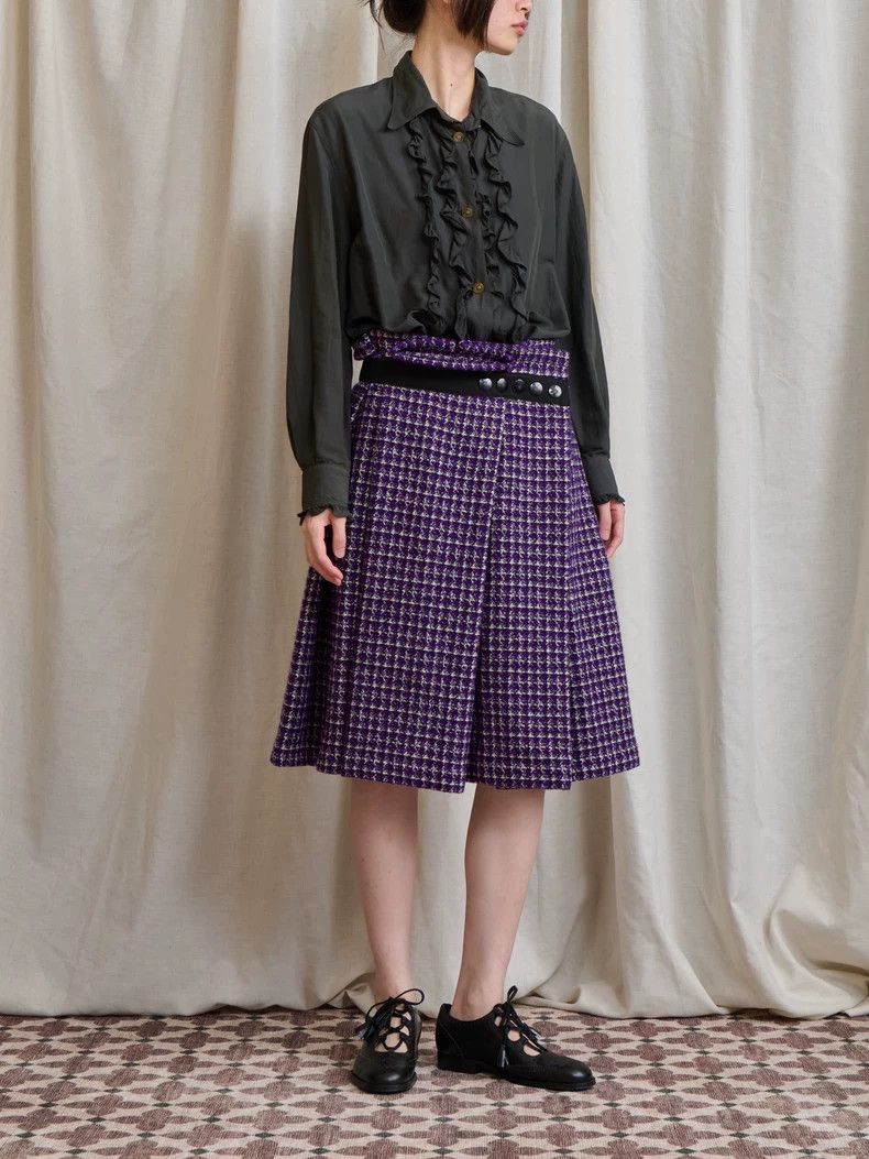 Comme des Garcons Comme Des Garcons size M Purple tweed plaid overskirt Size 23" - 4 Thumbnail