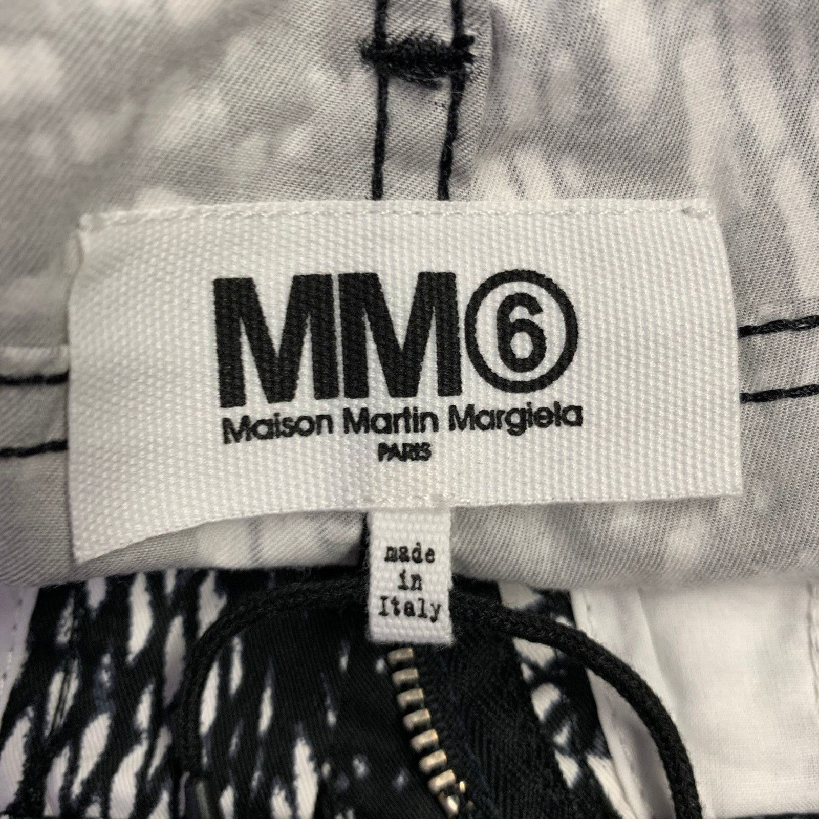 Maison Margiela Size 4 Black White Cotton Blend Print Casual Pants Size 27" / US 4 / IT 40 - 4 Thumbnail