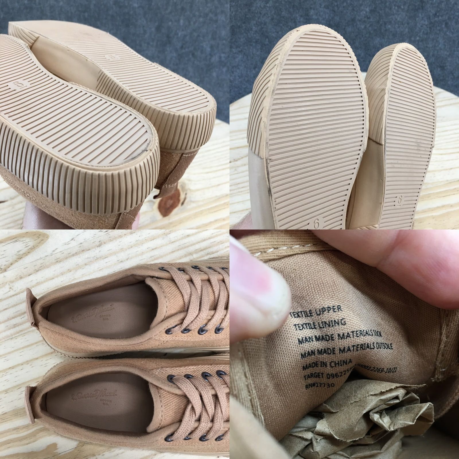 Vintage Universal Thread Grace Womens Sneakers Casual Low Top Tan Canvas Lace Up Shoes 6 M Used Condition Size M / US 6-8 / IT 42-44 - 9 Thumbnail