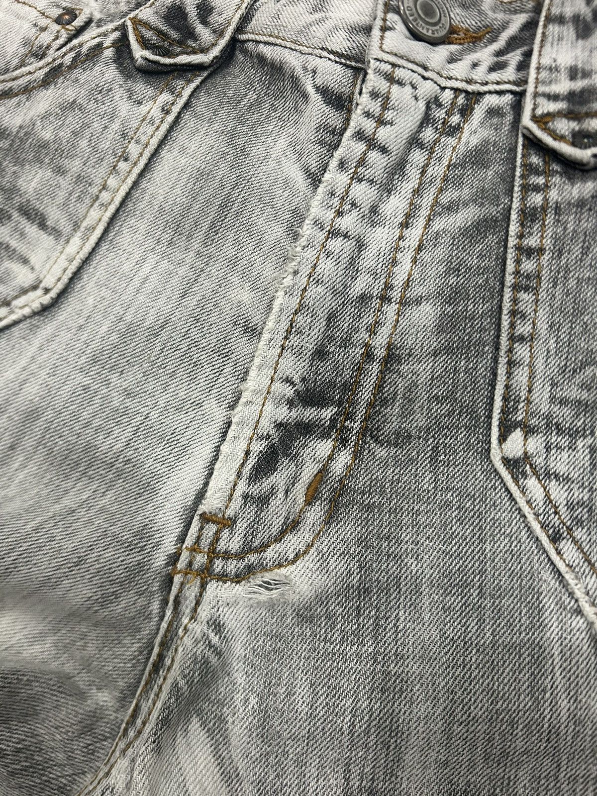 If Six Was Nine Vintage Japanese Mudwash Trashed Printed Faded Flared Jeans Size US 33 - 5 Thumbnail
